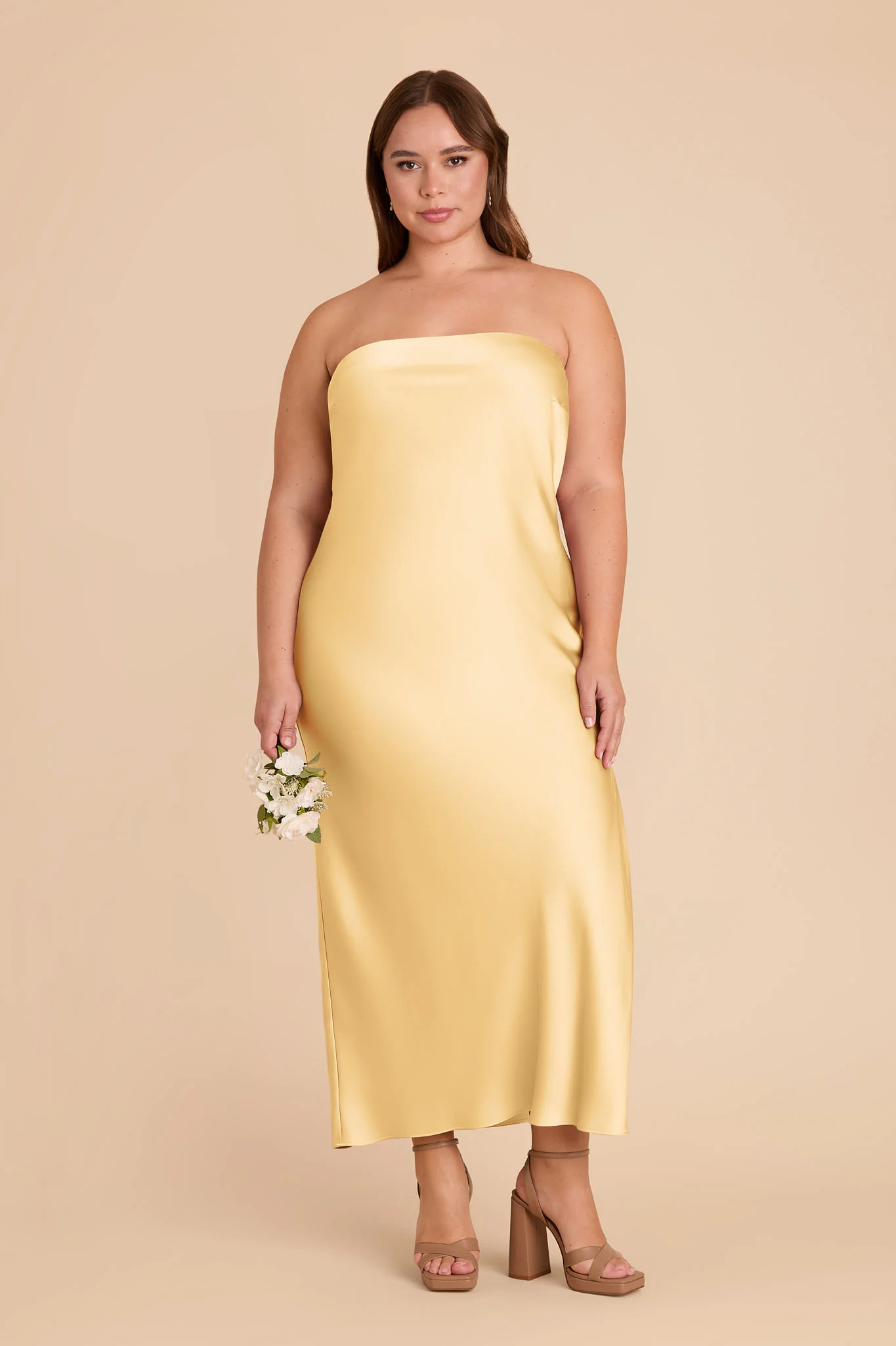 Isla Matte Satin Dress - Butter - Image 2