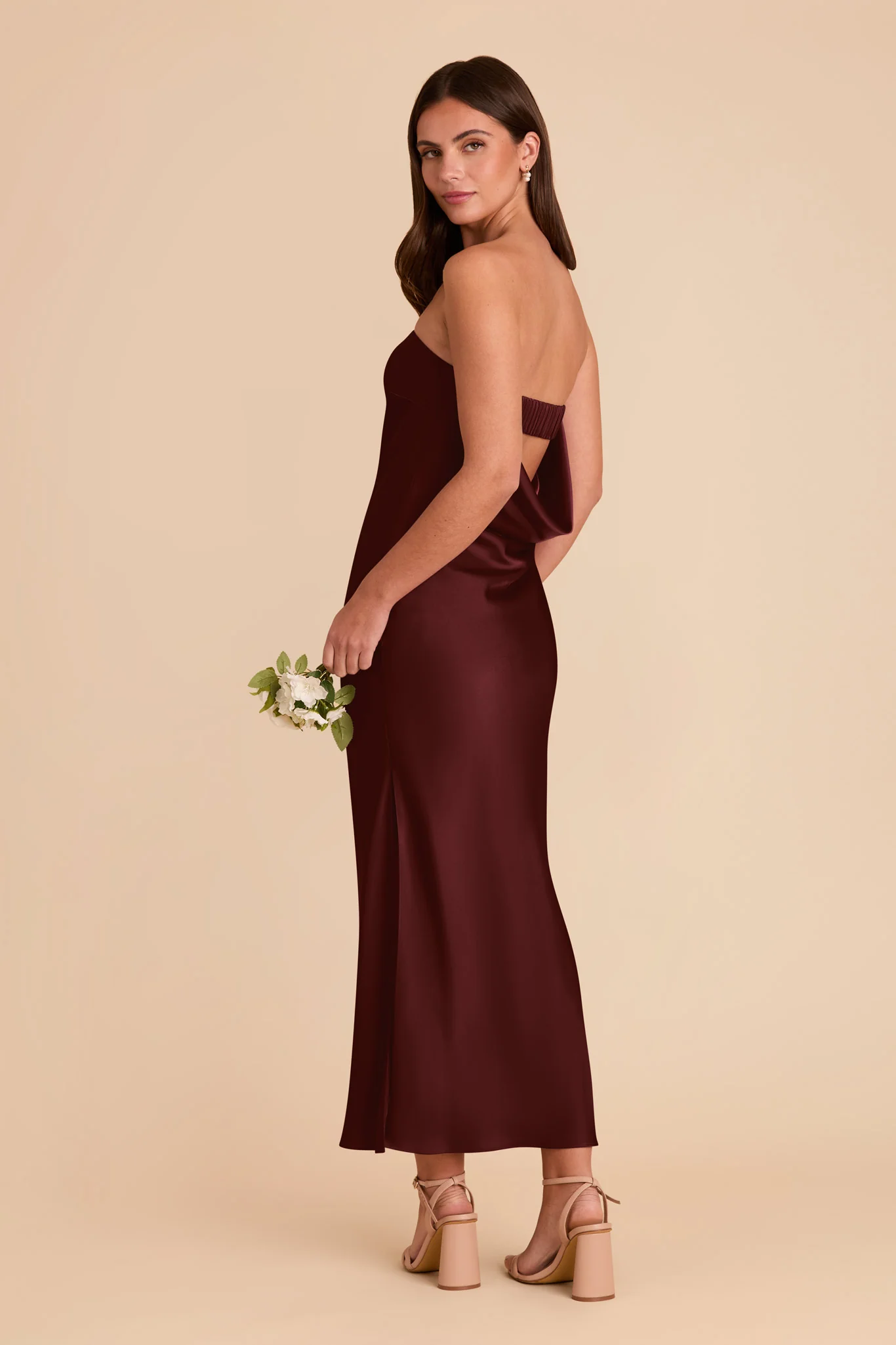 Isla Matte Satin Dress - Cabernet - Image 2