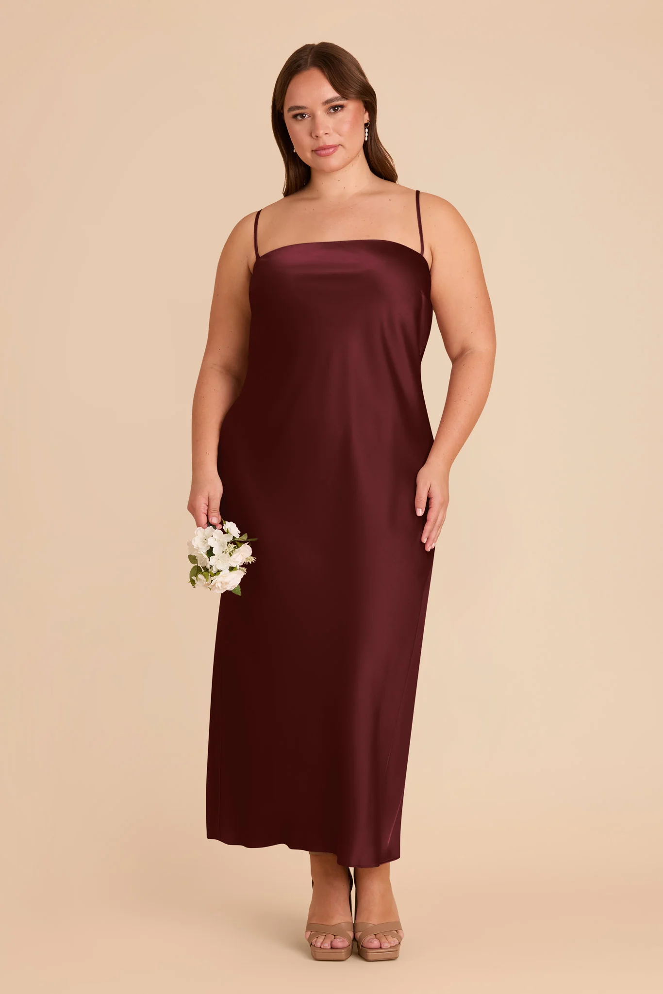 Isla Matte Satin Dress - Cabernet - Image 3