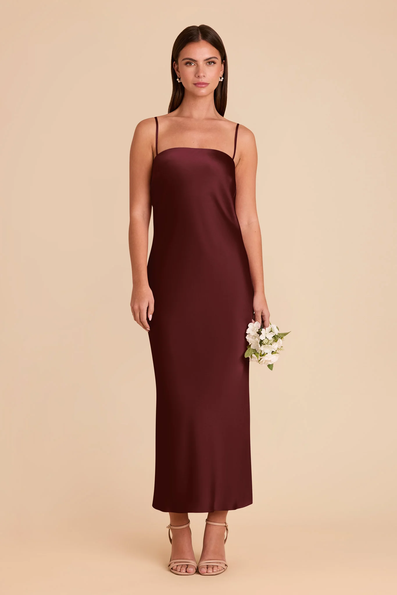 Isla Matte Satin Dress - Cabernet - Image 4