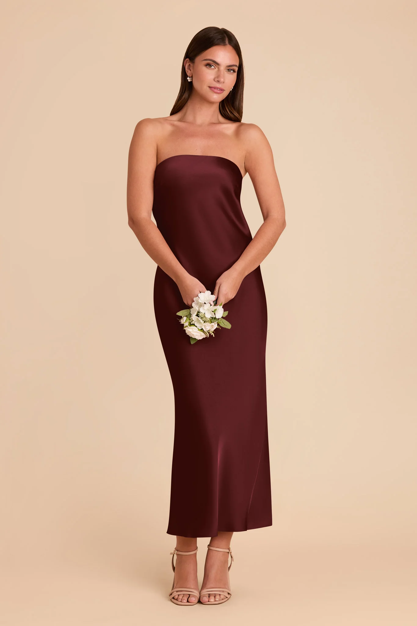 Isla Matte Satin Dress - Cabernet - Image 5