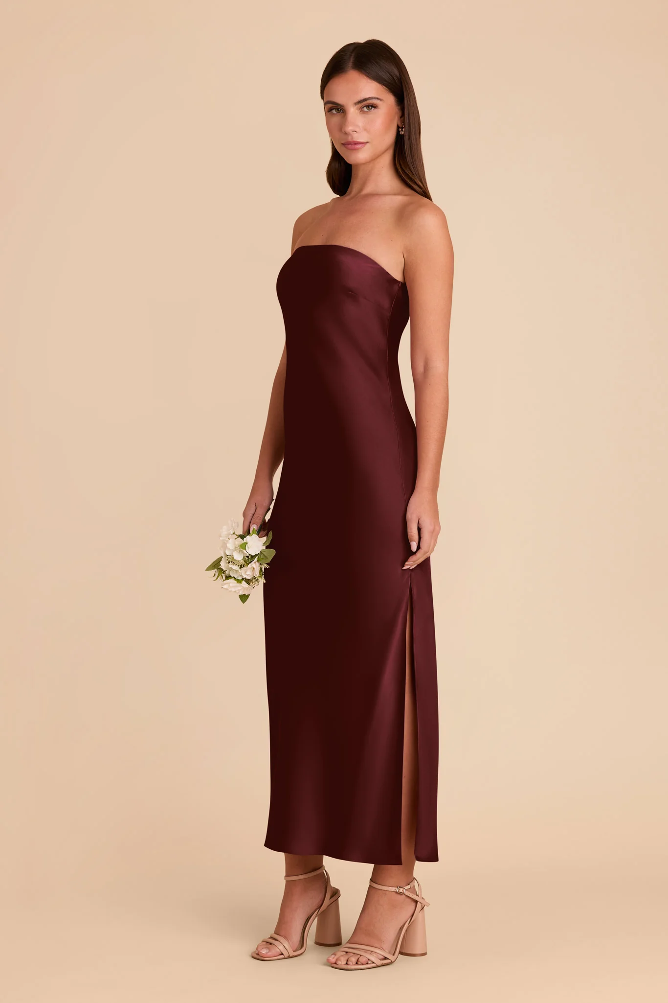 Isla Matte Satin Dress - Cabernet - Image 6