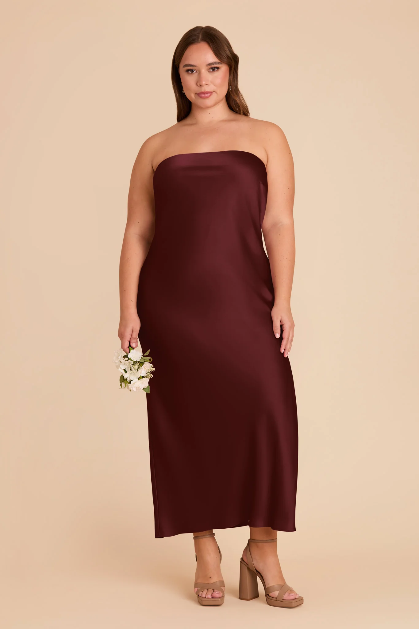 Isla Matte Satin Dress - Cabernet - Image 8