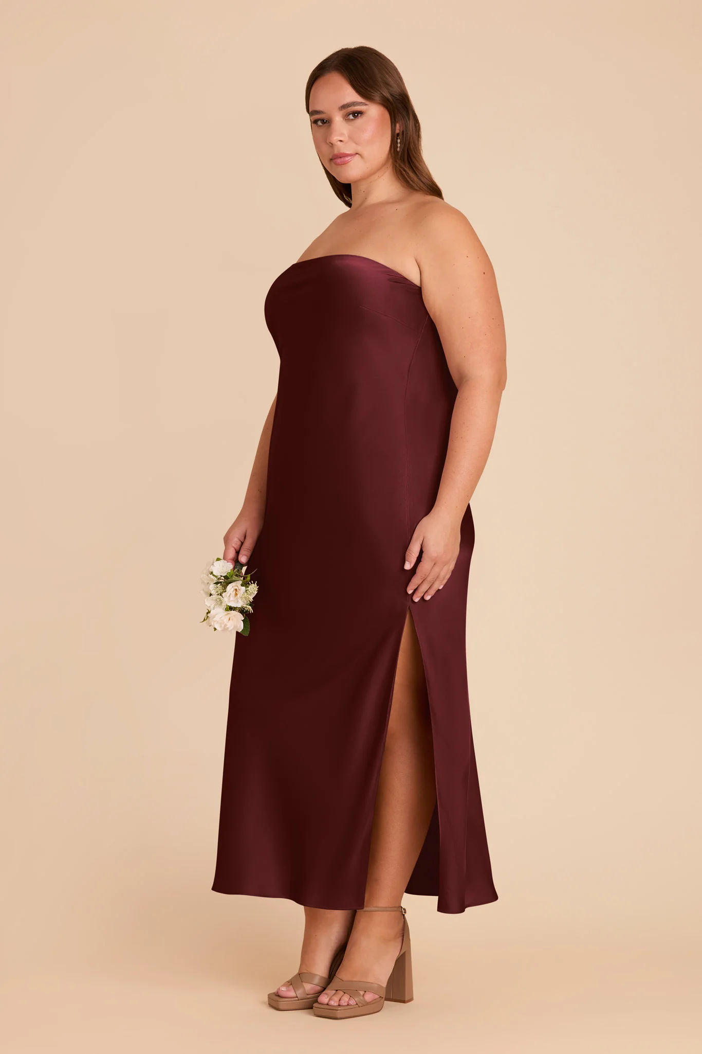 Isla Matte Satin Dress - Cabernet - Image 9