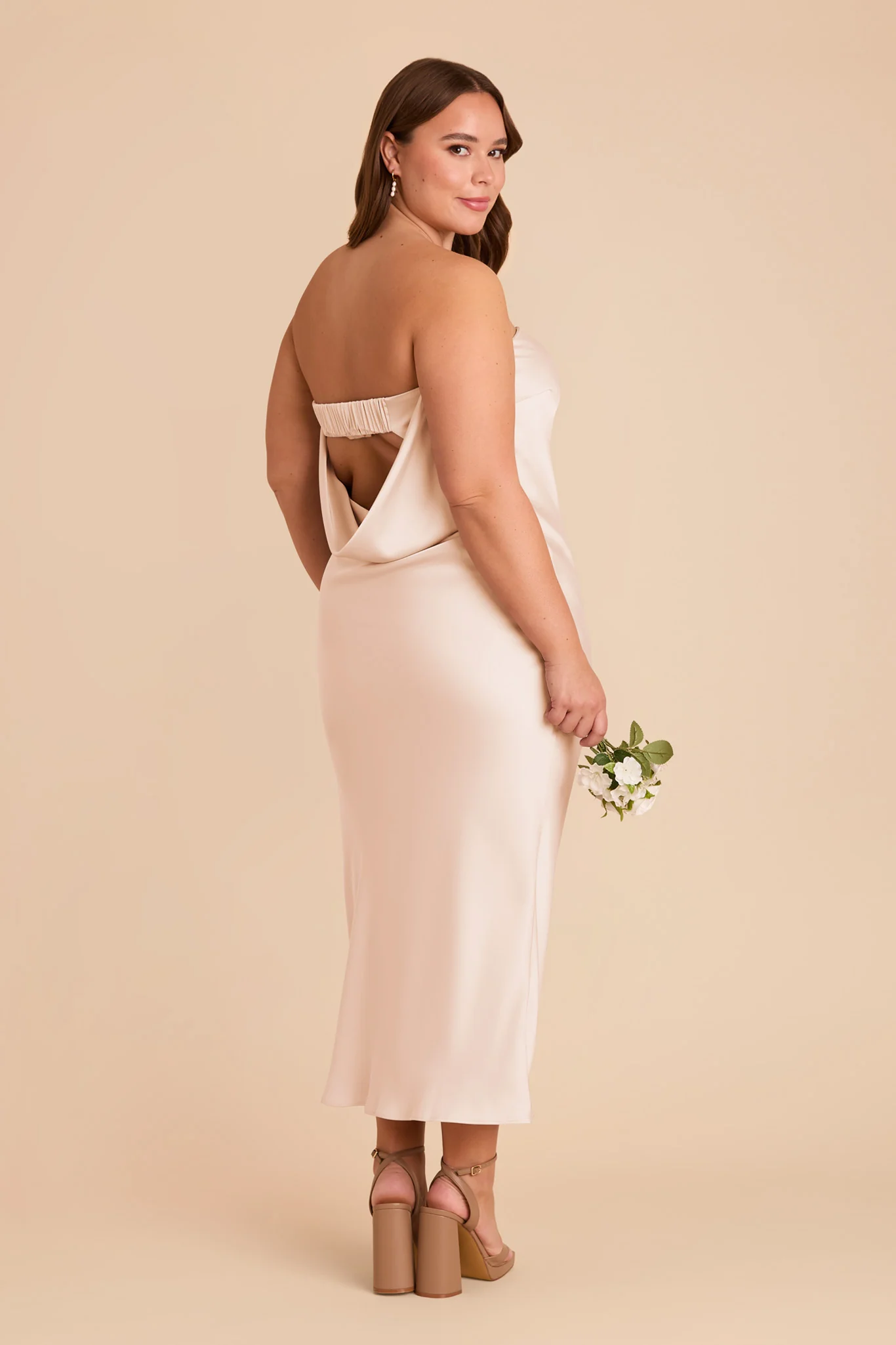 Isla Matte Satin Dress - Champagne - Image 10