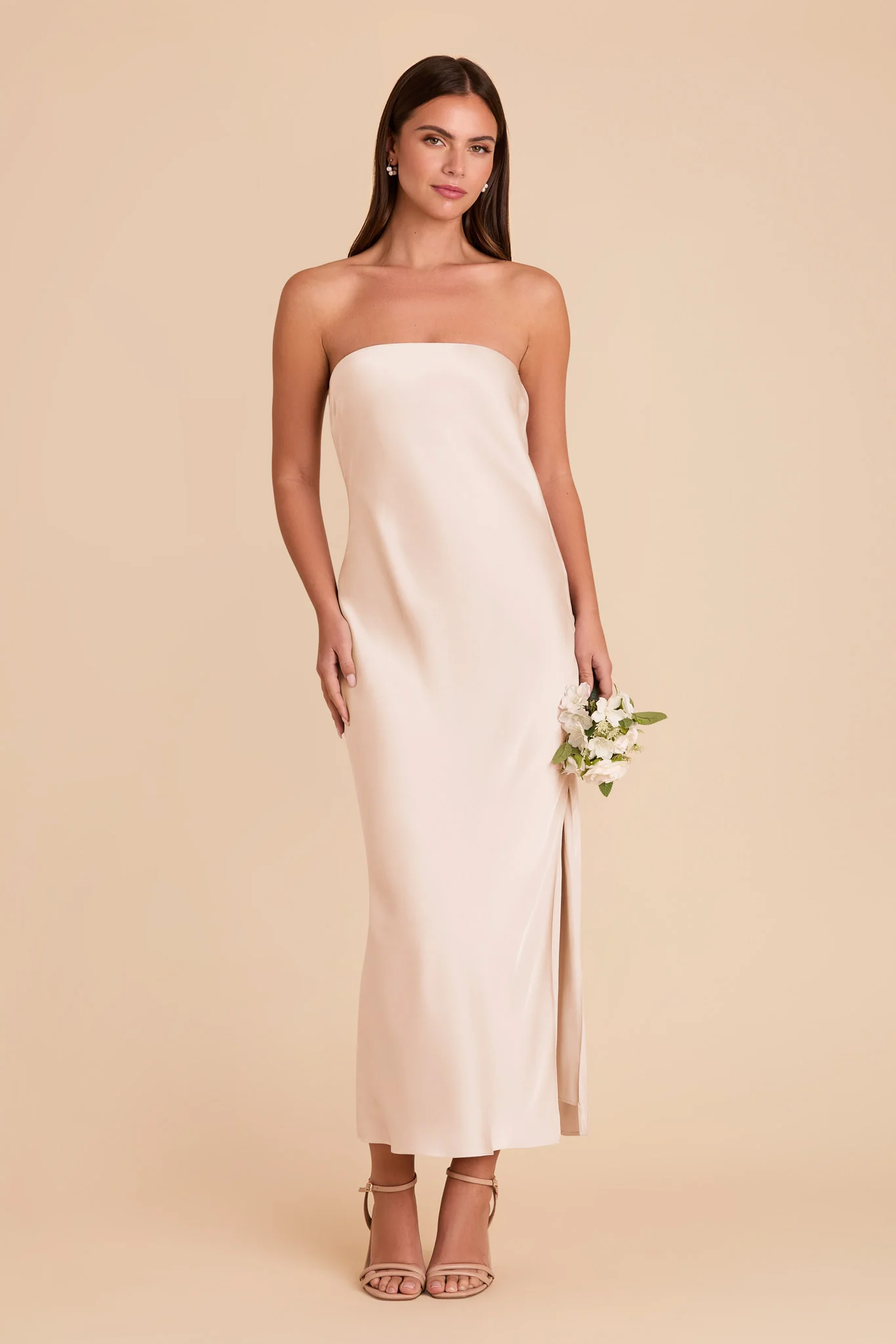 Isla Matte Satin Dress - Champagne - Image 4