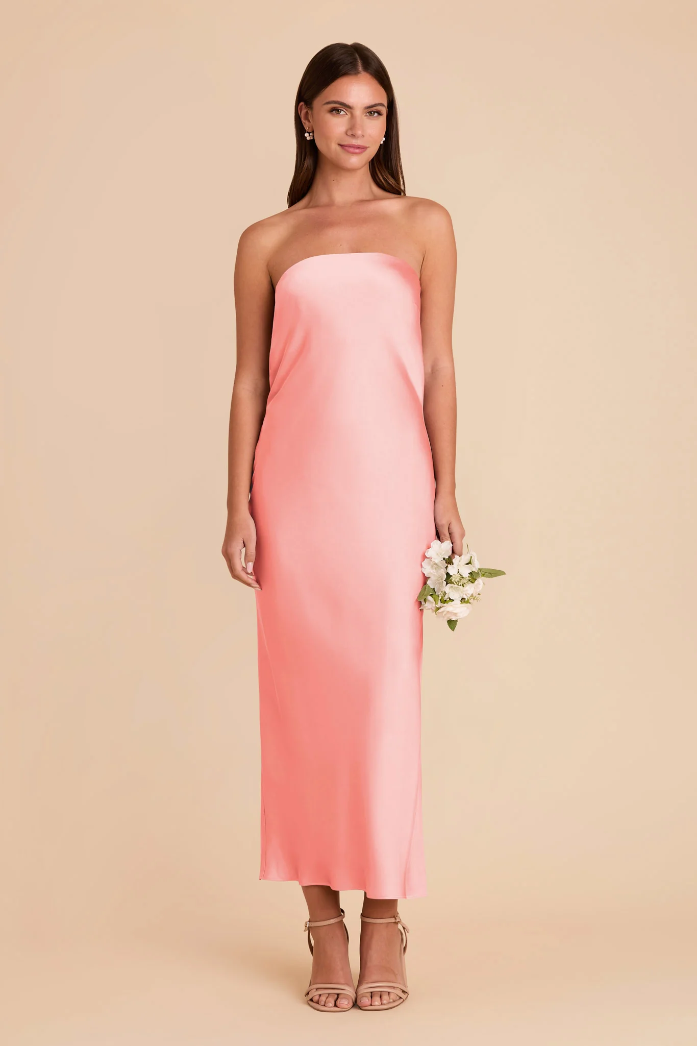 Isla Matte Satin Dress - Coral Pink