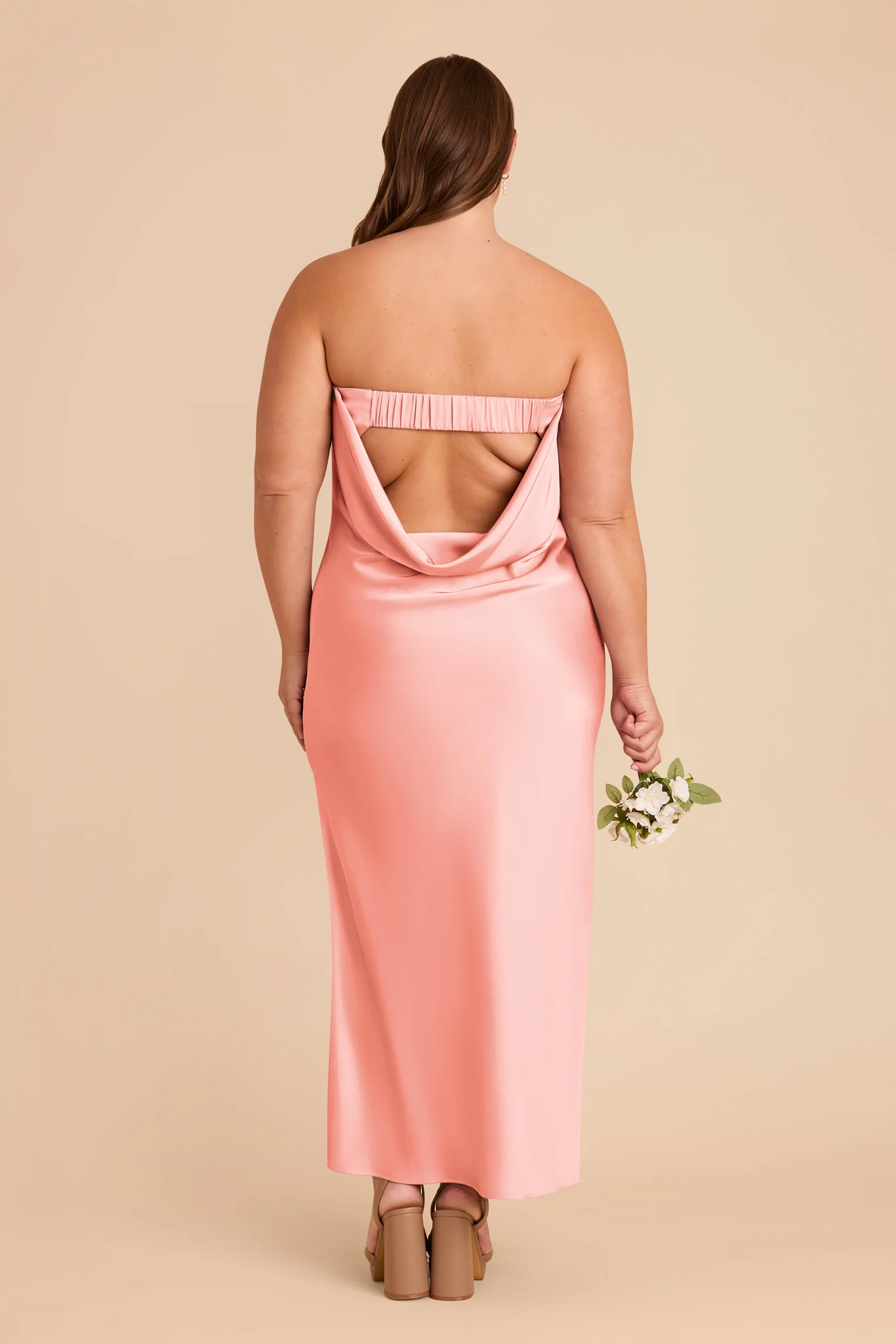 Isla Matte Satin Dress - Coral Pink - Image 11