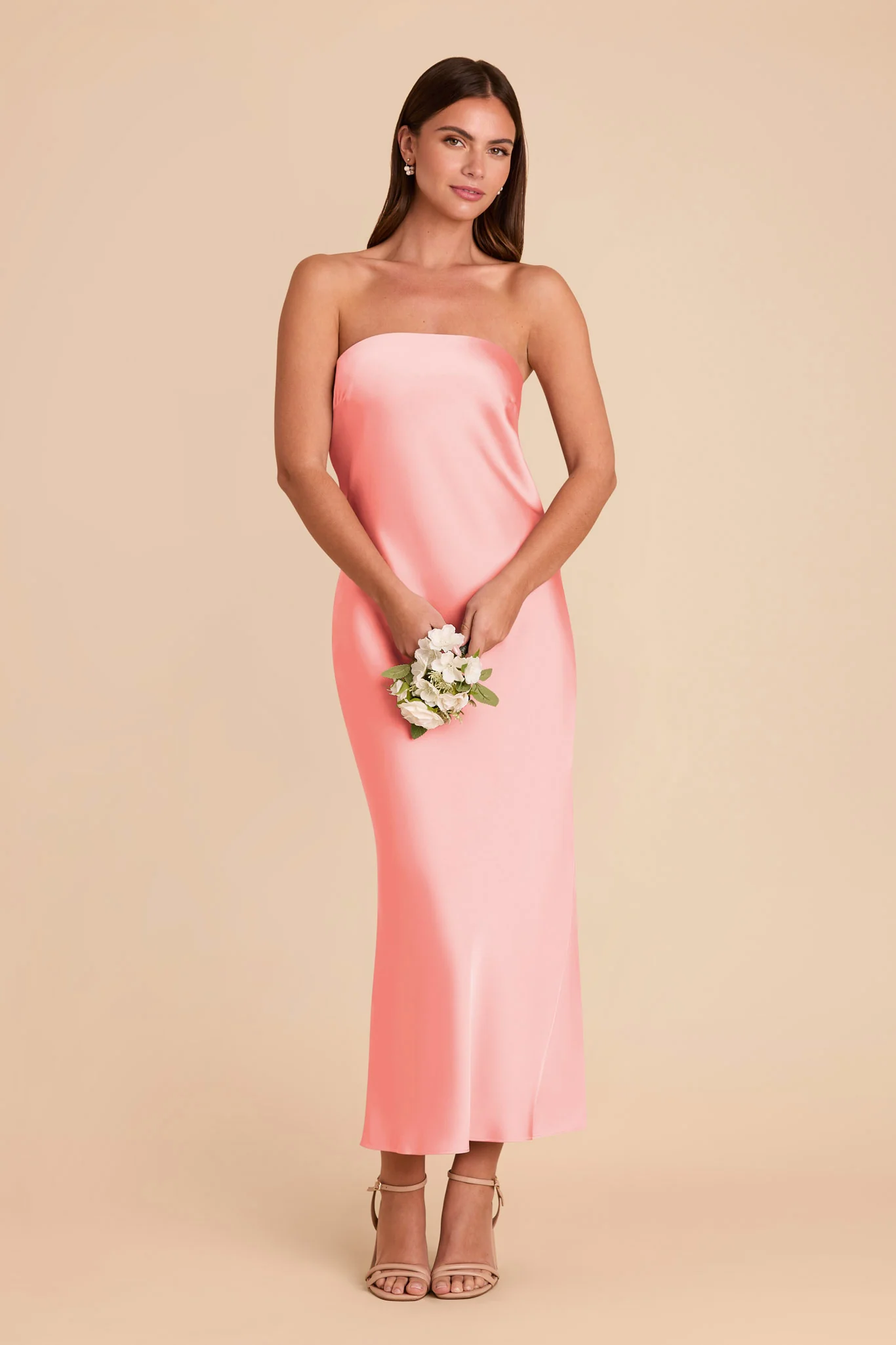 Isla Matte Satin Dress - Coral Pink - Image 5