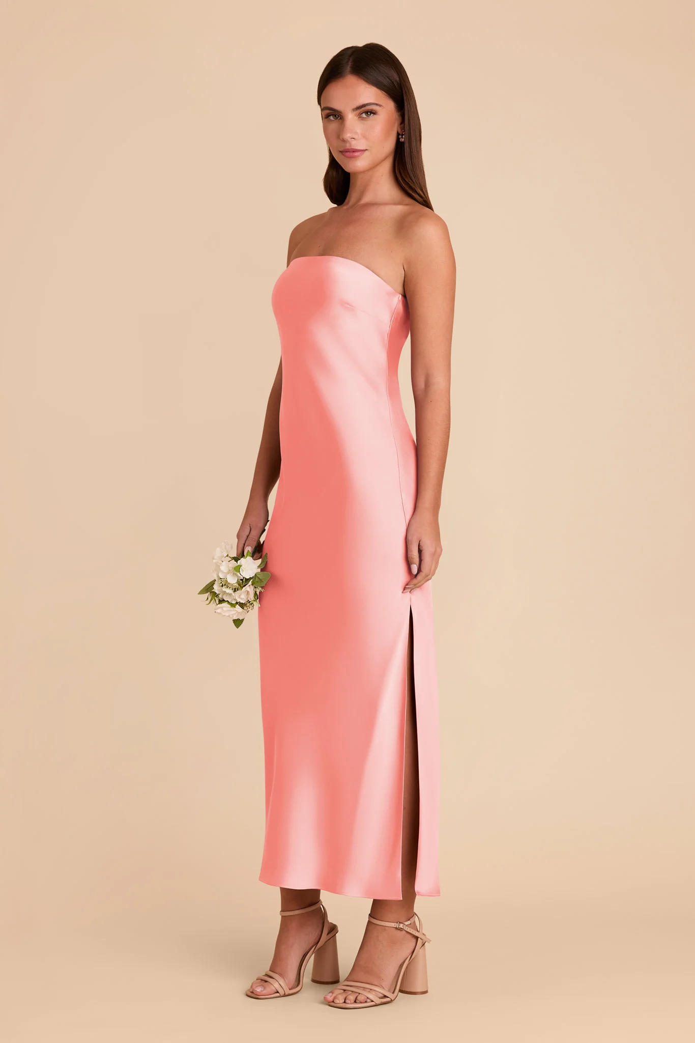 Isla Matte Satin Dress - Coral Pink - Image 6