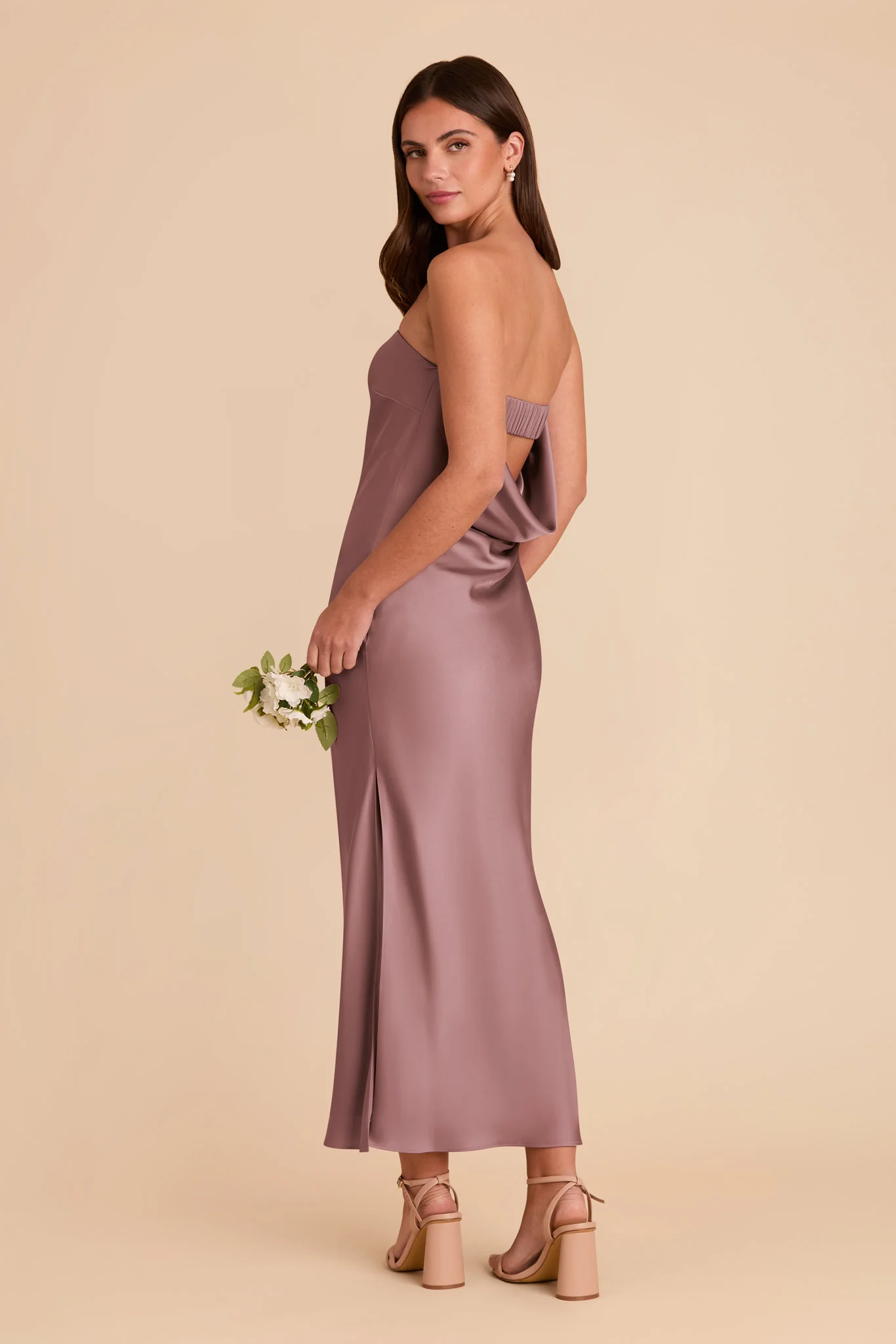 Isla Matte Satin Dress - Dark Mauve - Image 6