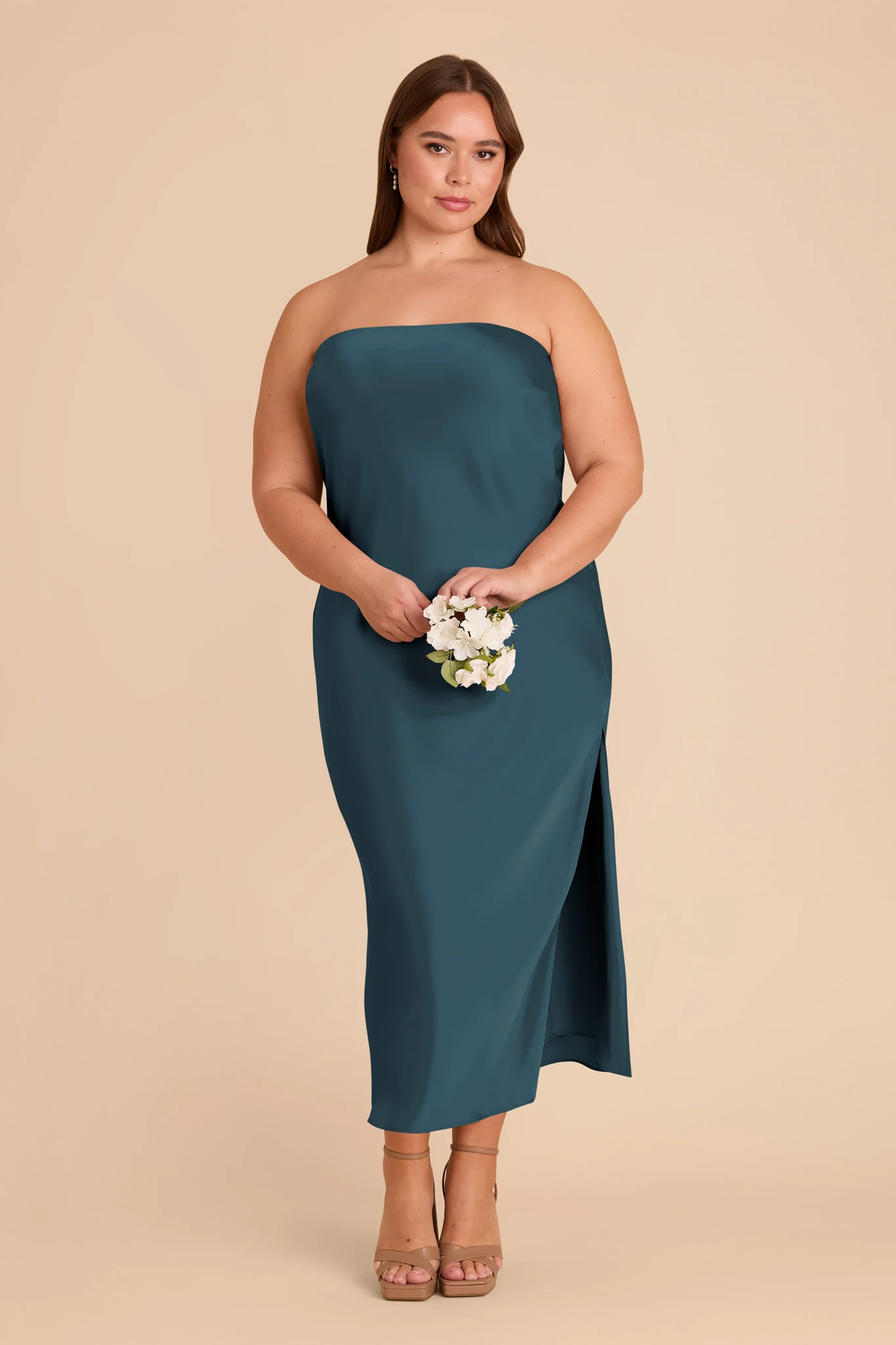 Isla Matte Satin Dress - Dark Teal - Image 8
