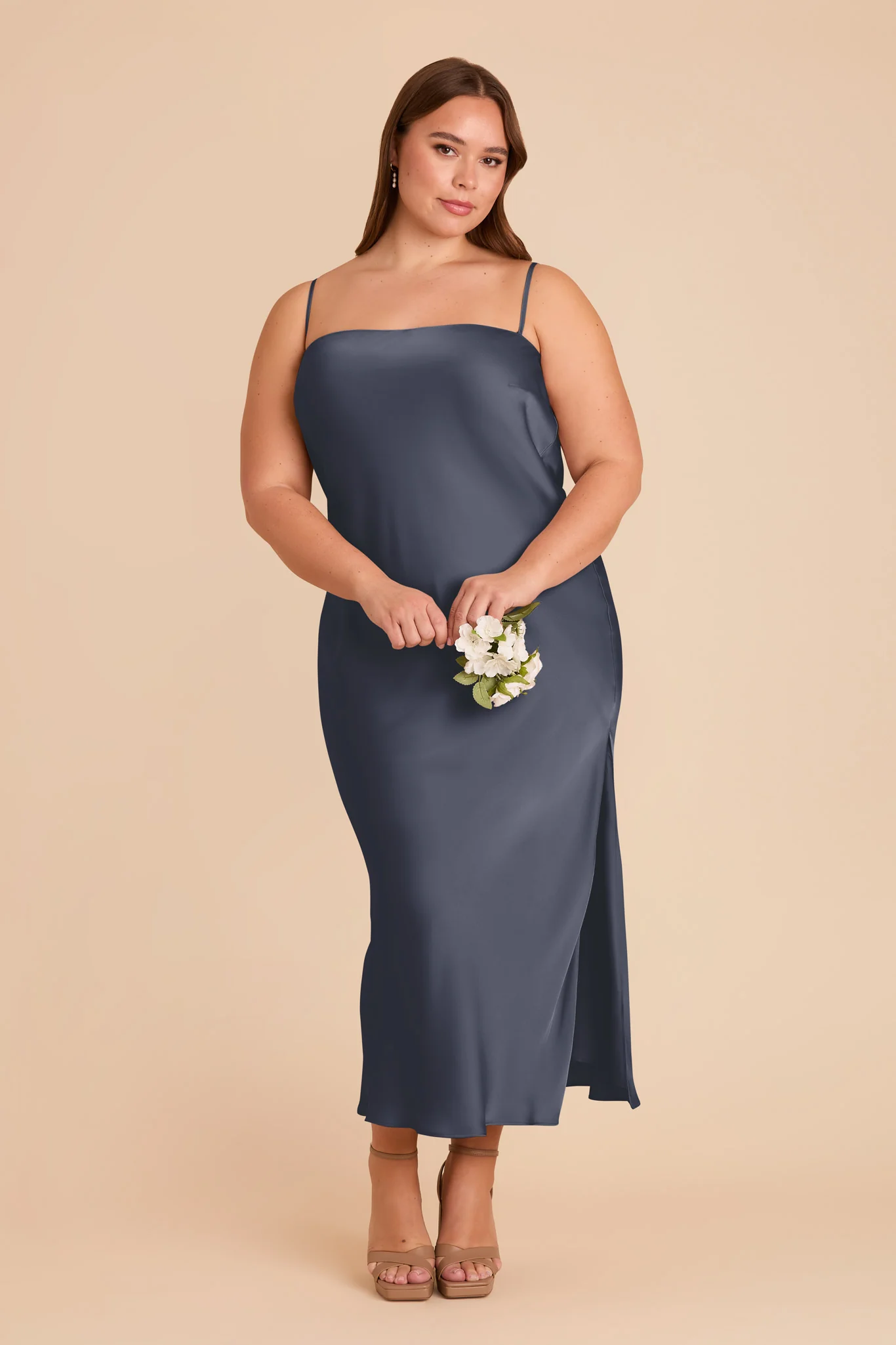 Isla Matte Satin Dress - Dusk Blue - Image 2