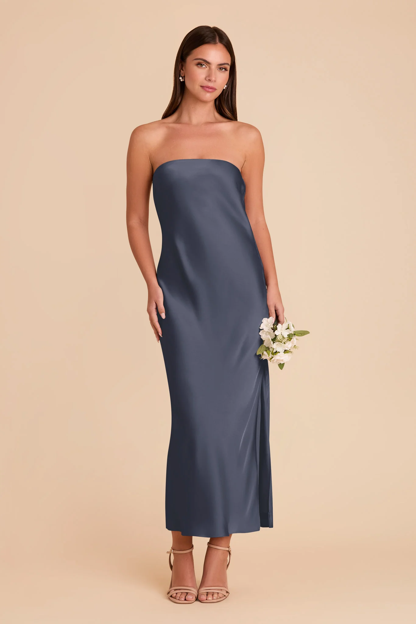 Isla Matte Satin Dress - Dusk Blue - Image 4