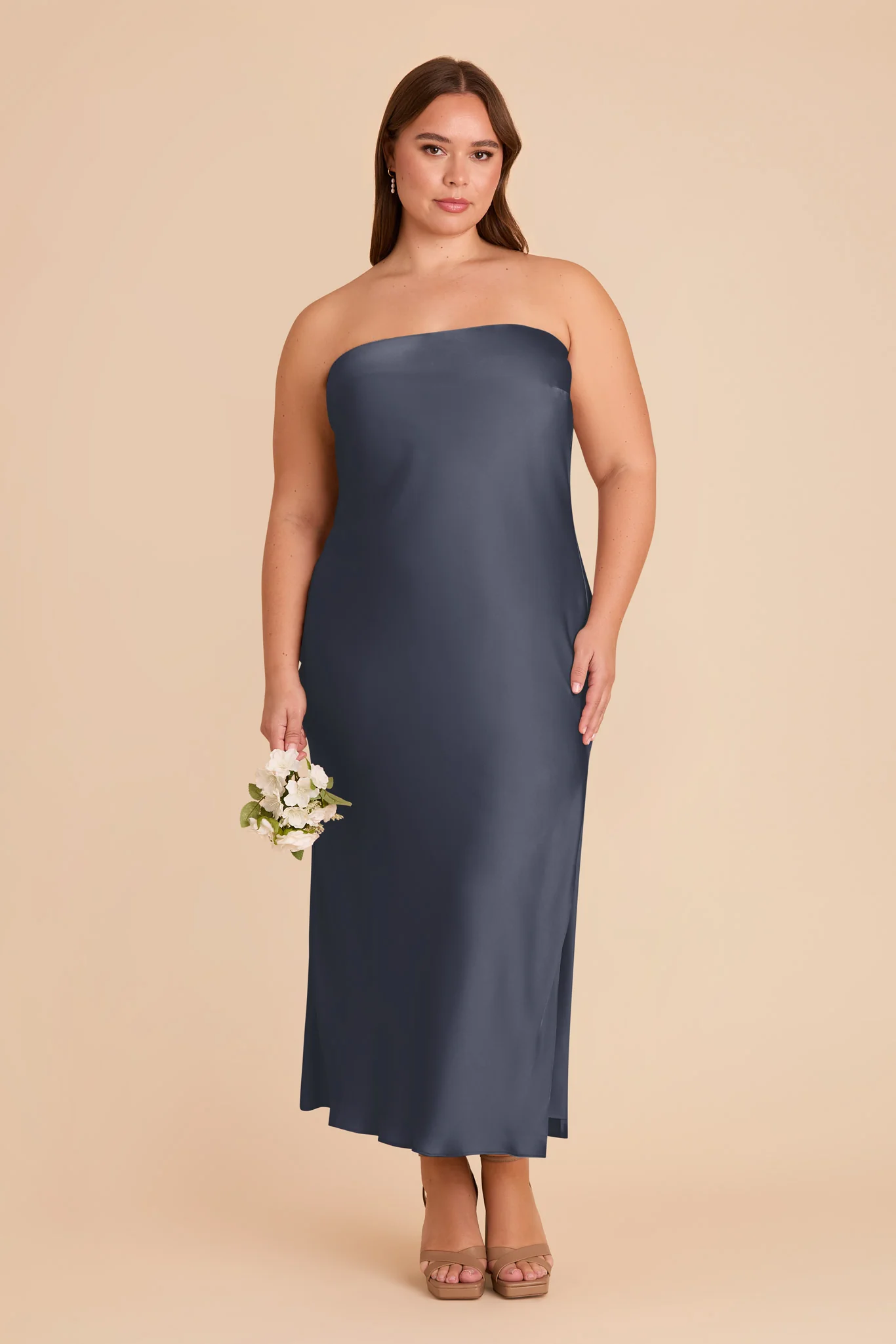 Isla Matte Satin Dress - Dusk Blue - Image 7