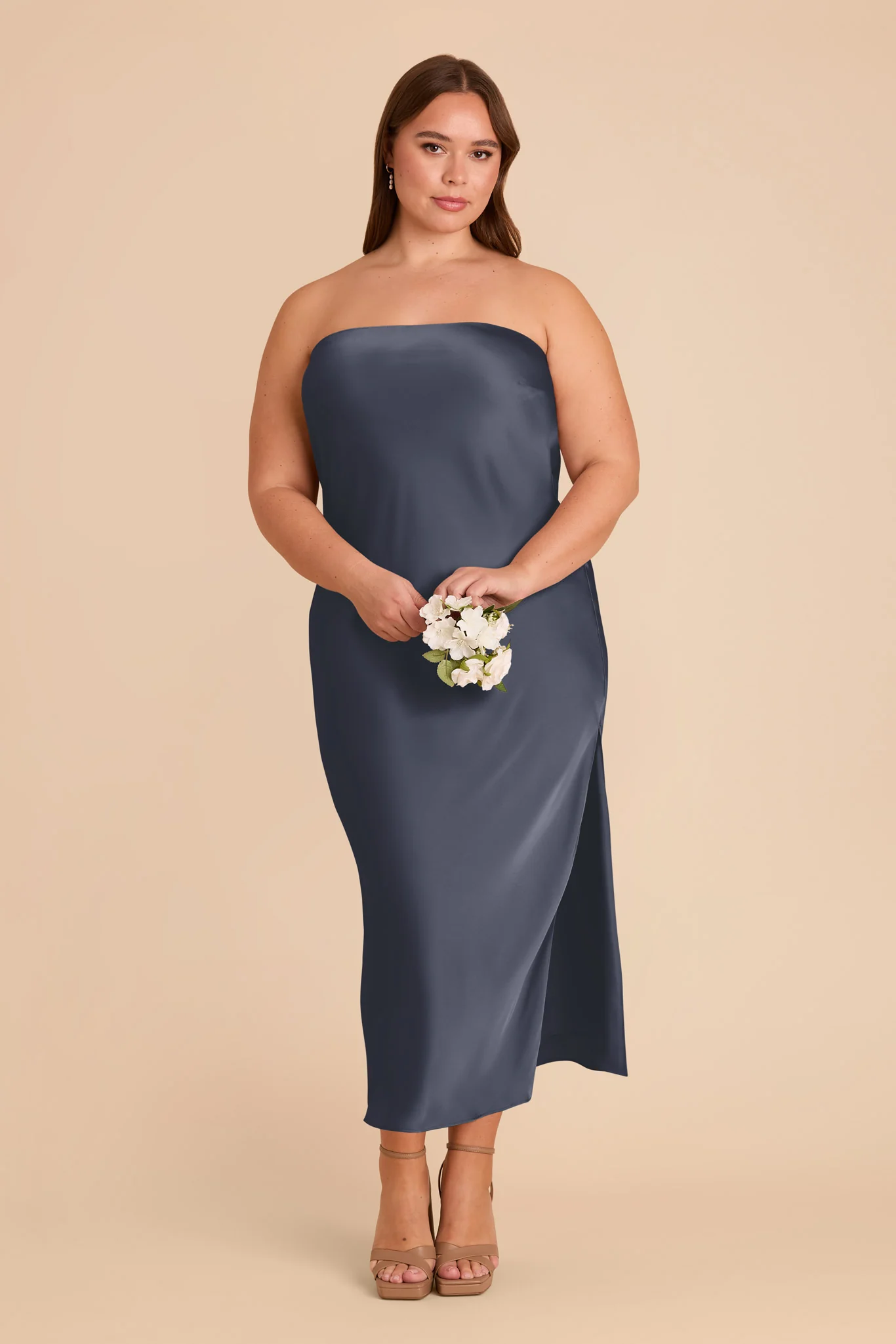 Isla Matte Satin Dress - Dusk Blue - Image 8