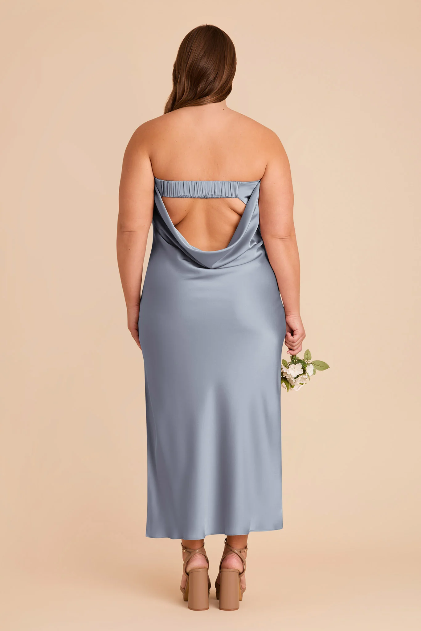 Isla Matte Satin Dress - Dusty Blue - Image 11
