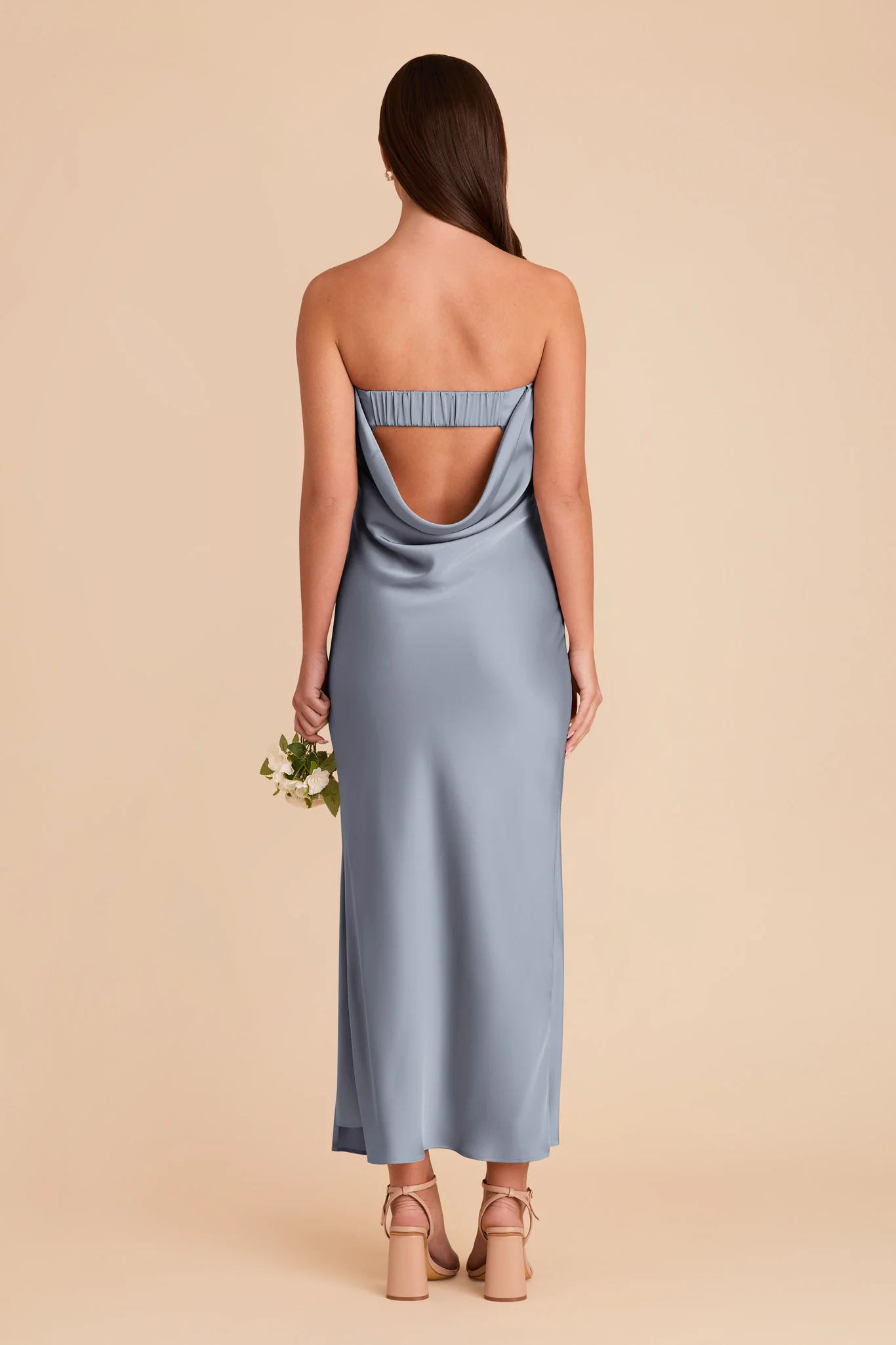 Isla Matte Satin Dress - Dusty Blue - Image 6