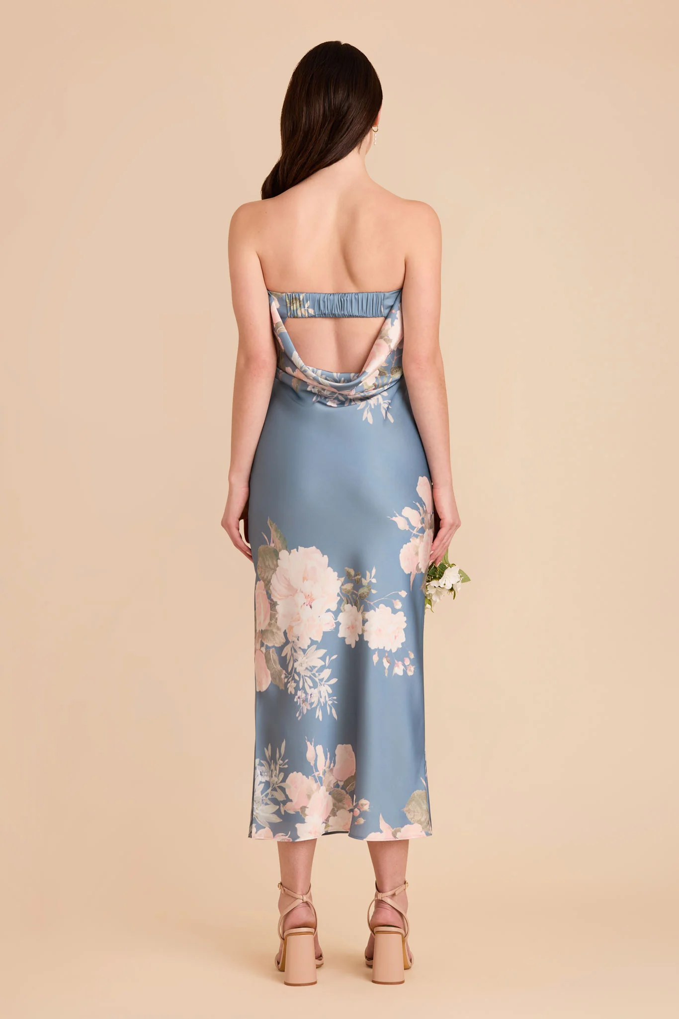 Isla Matte Satin Dress - Dusty Blue Romantic Bouquet - Image 6