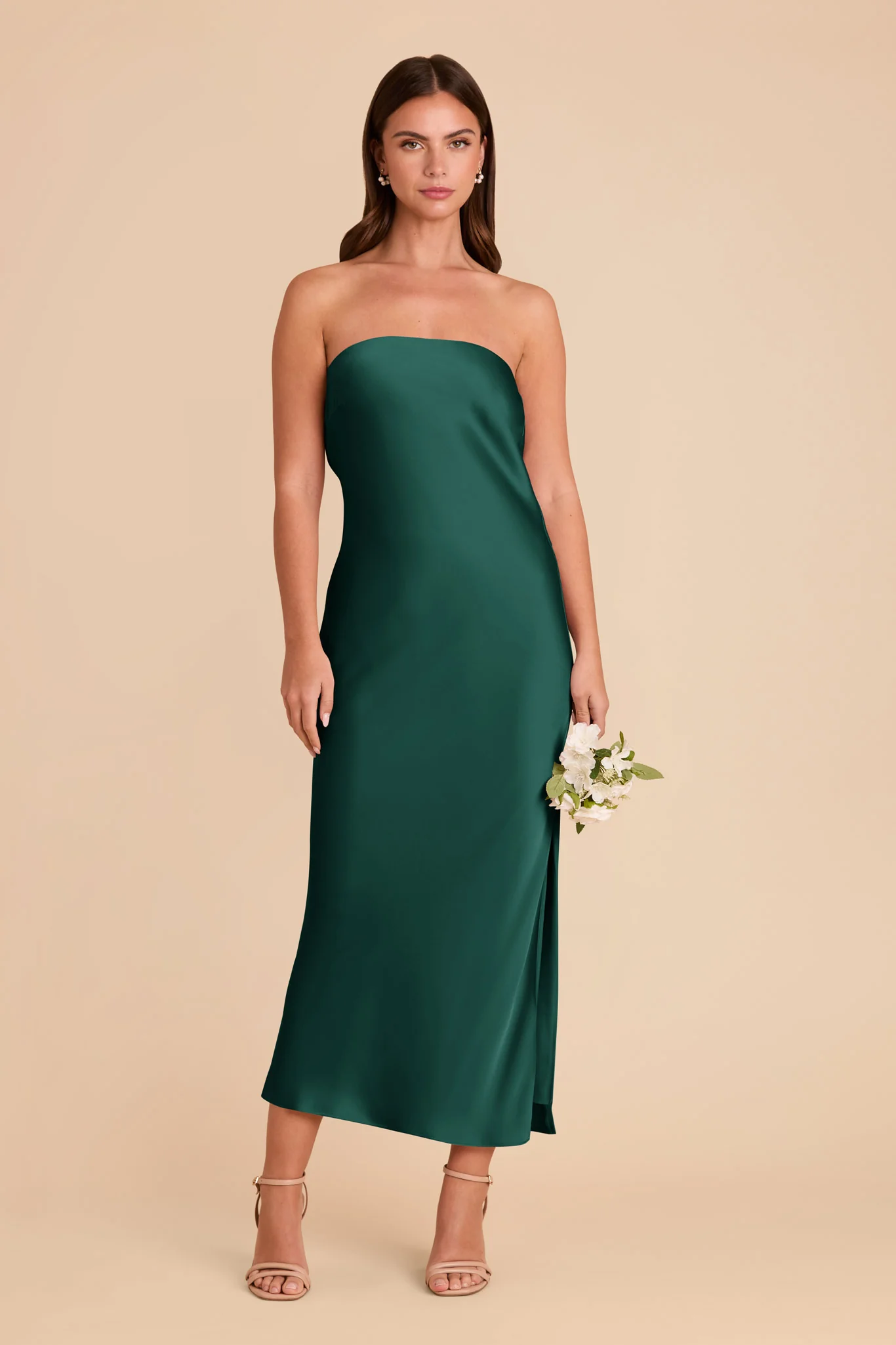 Isla Matte Satin Dress - Emerald