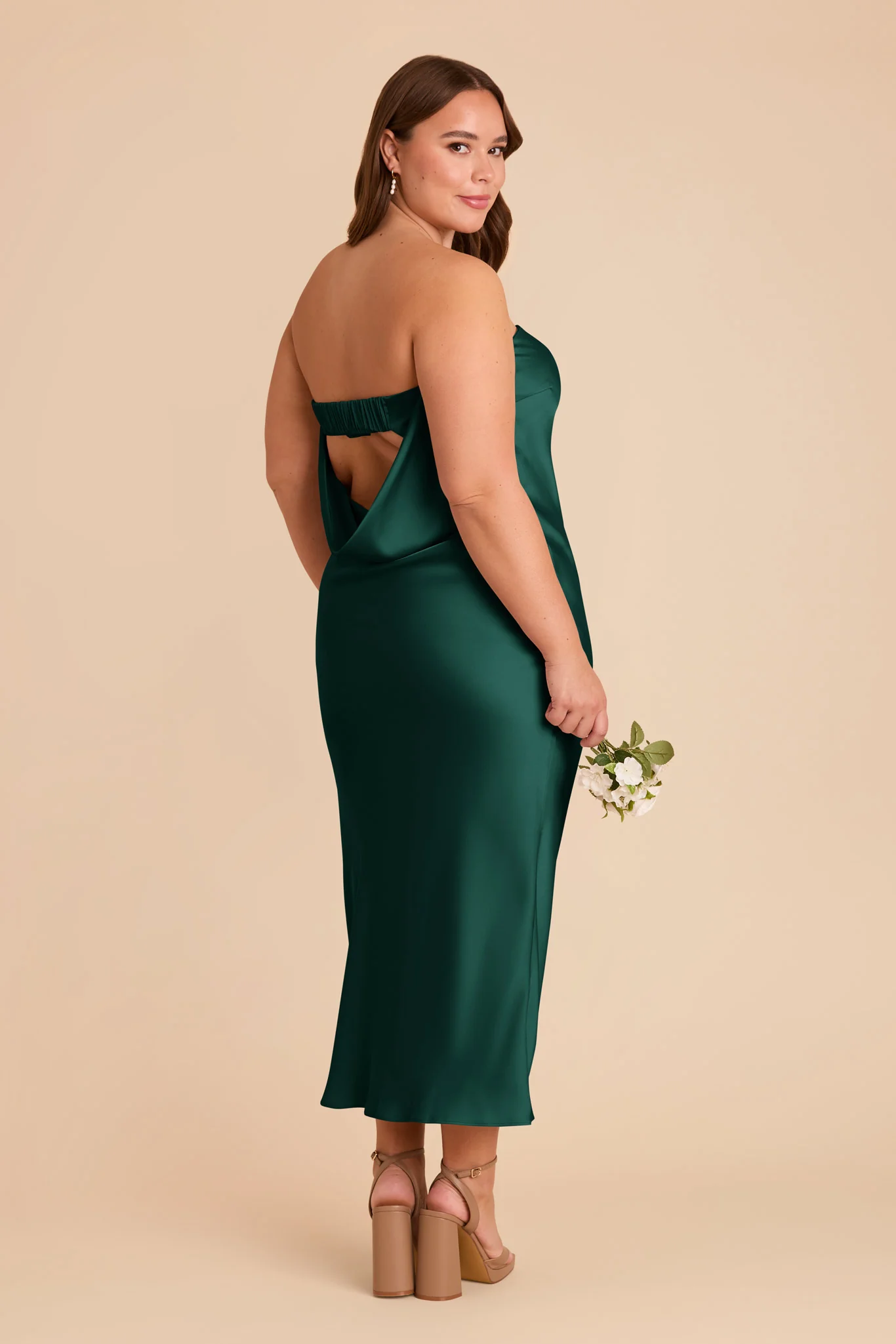 Isla Matte Satin Dress - Emerald - Image 2