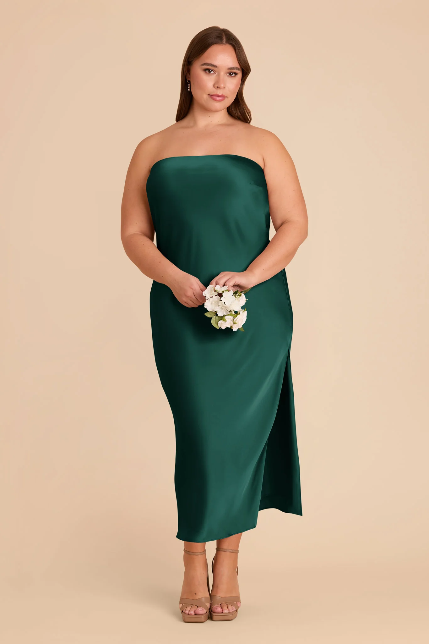 Isla Matte Satin Dress - Emerald - Image 3