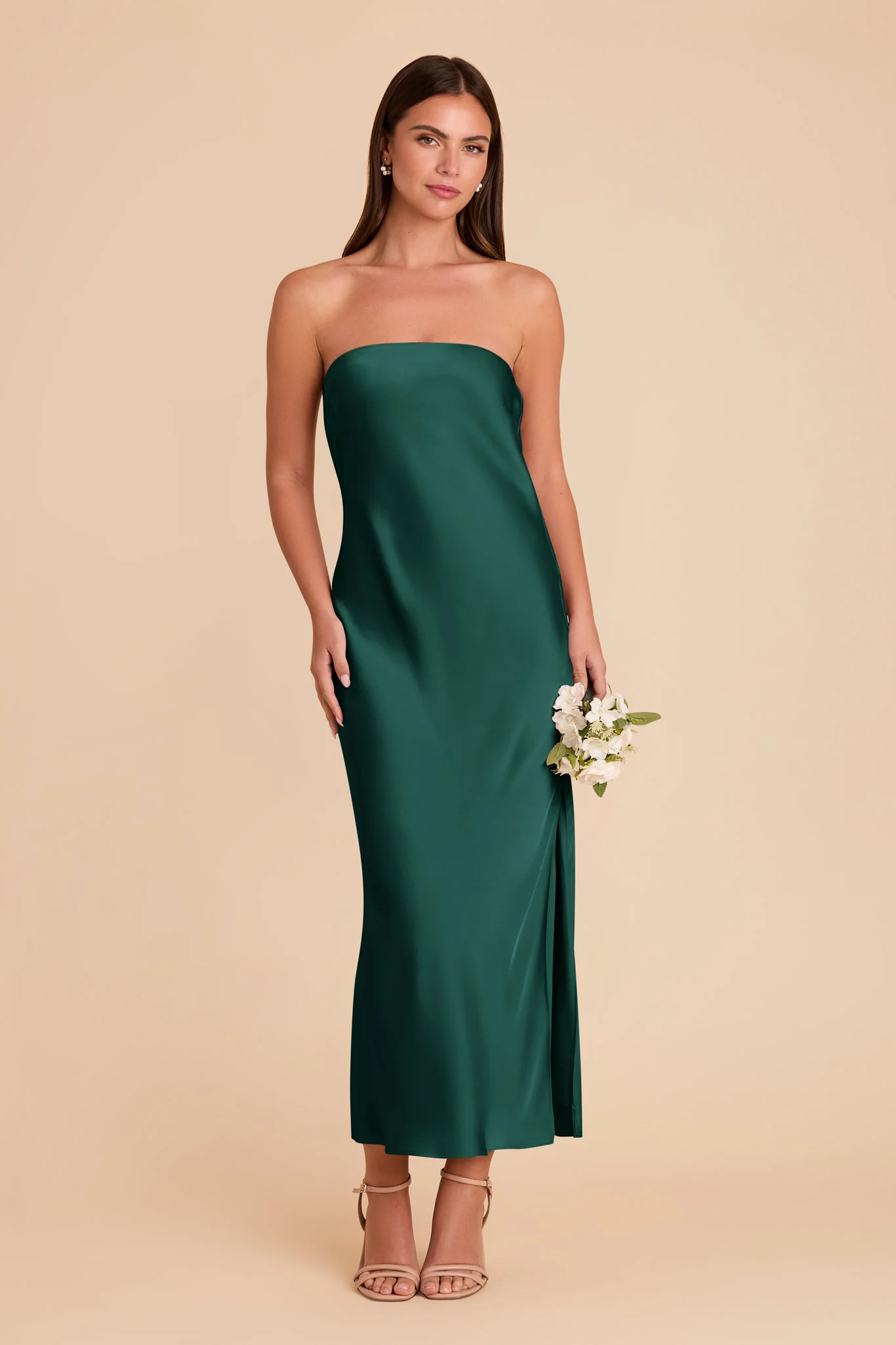 Isla Matte Satin Dress - Emerald - Image 4
