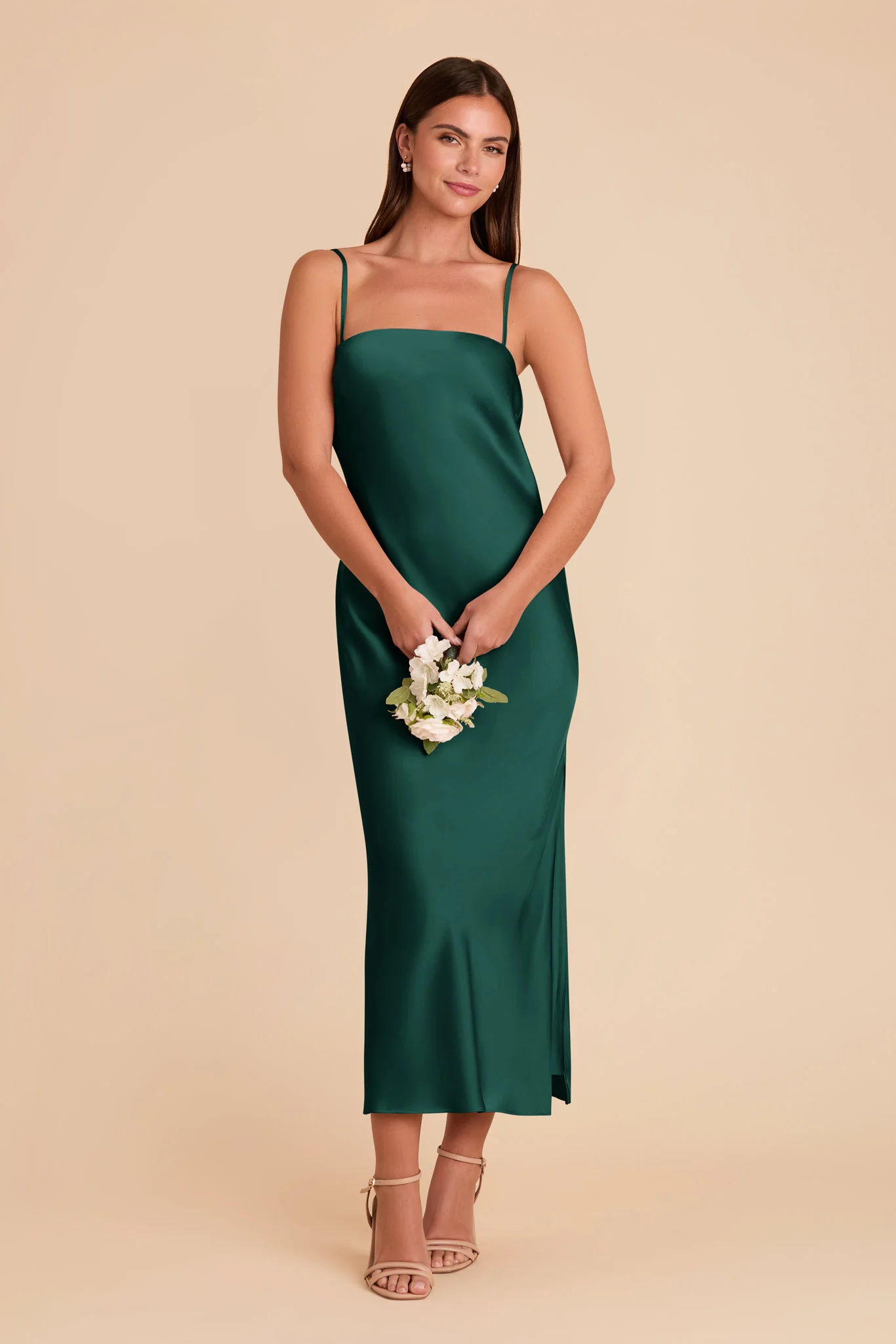 Isla Matte Satin Dress - Emerald - Image 5
