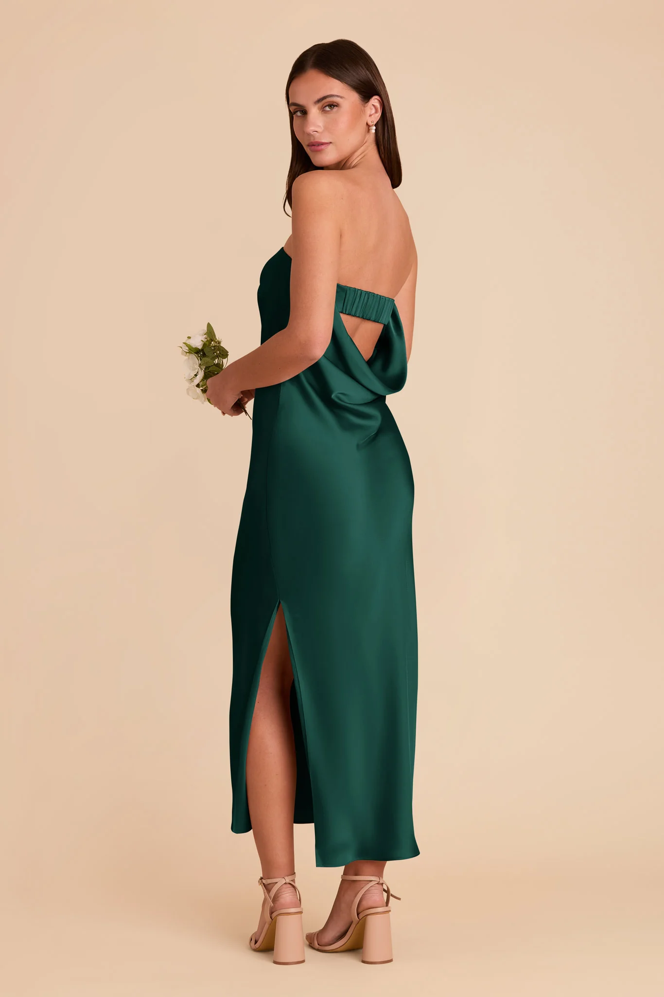 Isla Matte Satin Dress - Emerald - Image 9