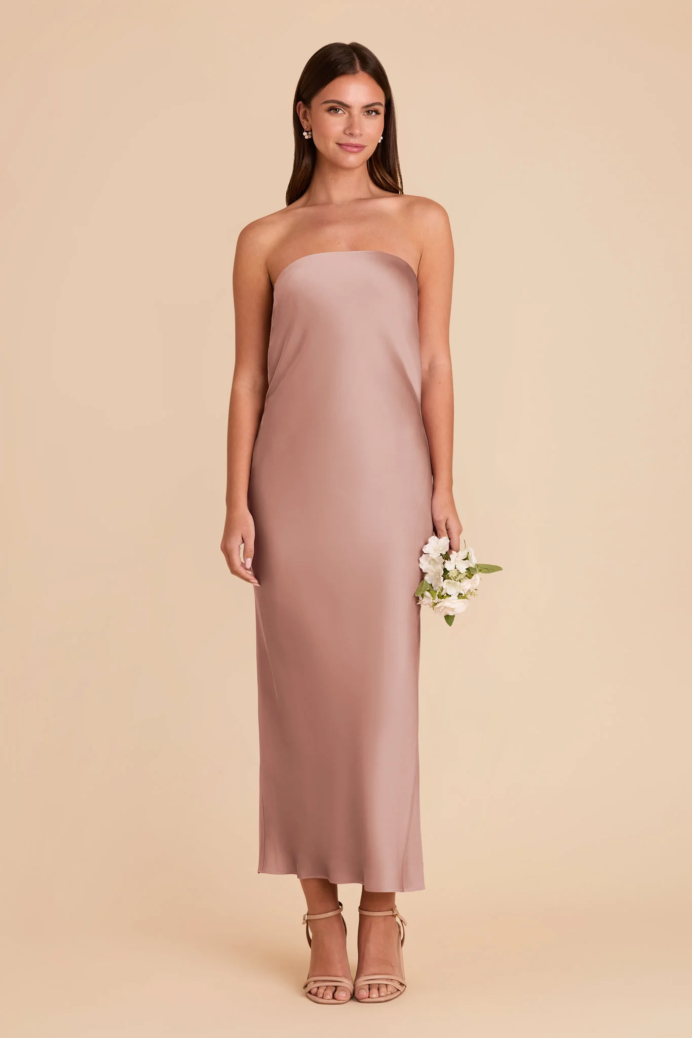 Isla Matte Satin Dress - English Rose - Image 3