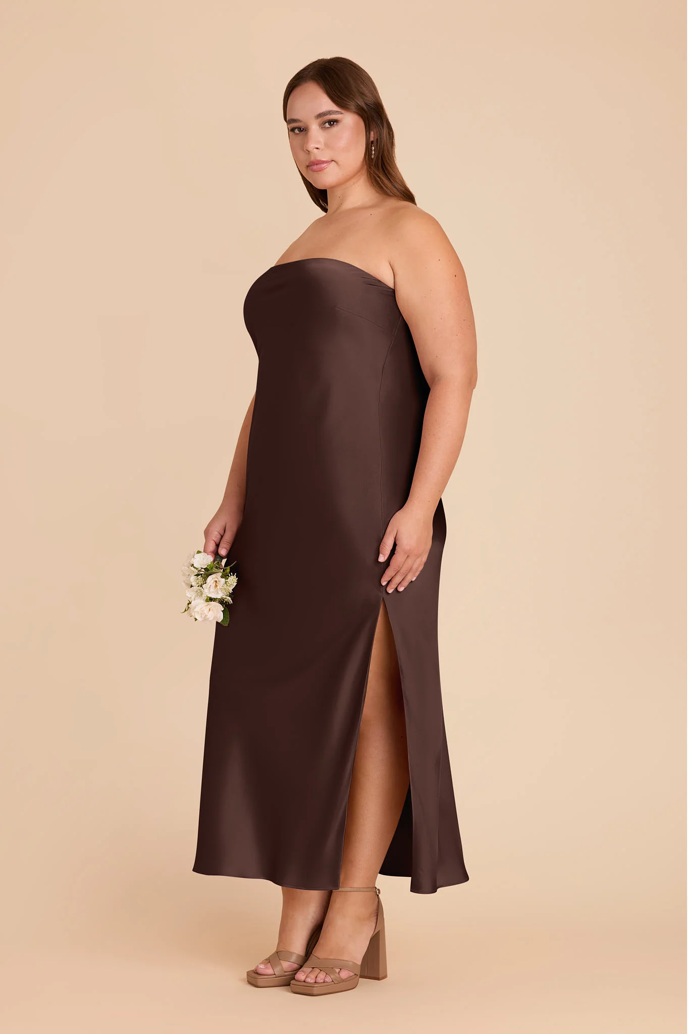 Isla Matte Satin Dress - Espresso - Image 7