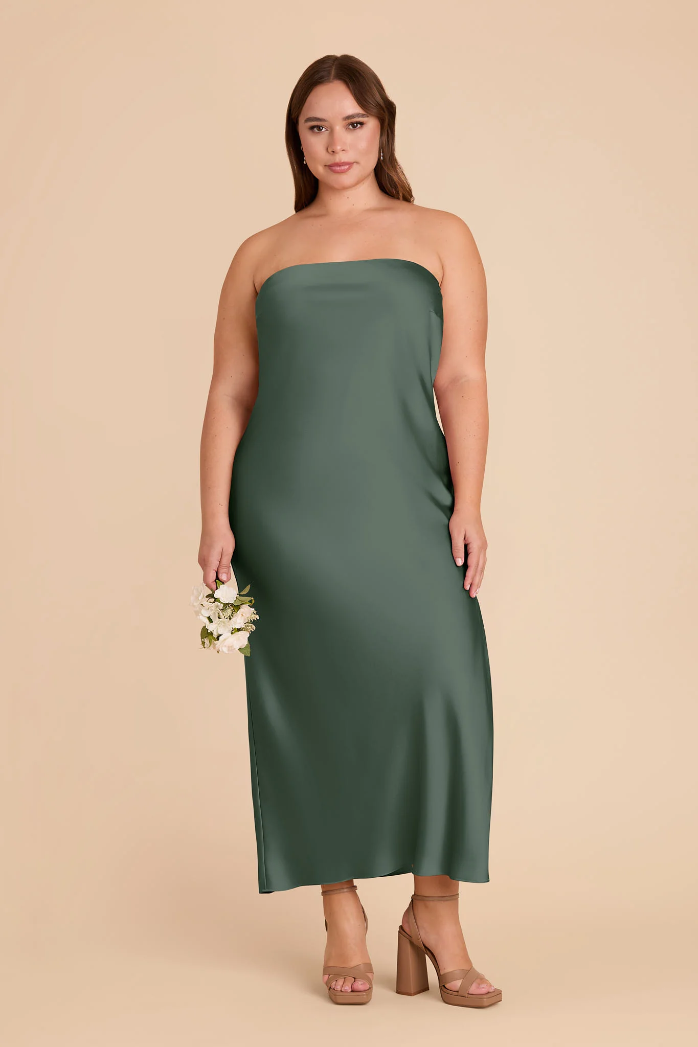 Isla Matte Satin Dress - Eucalyptus - Image 2