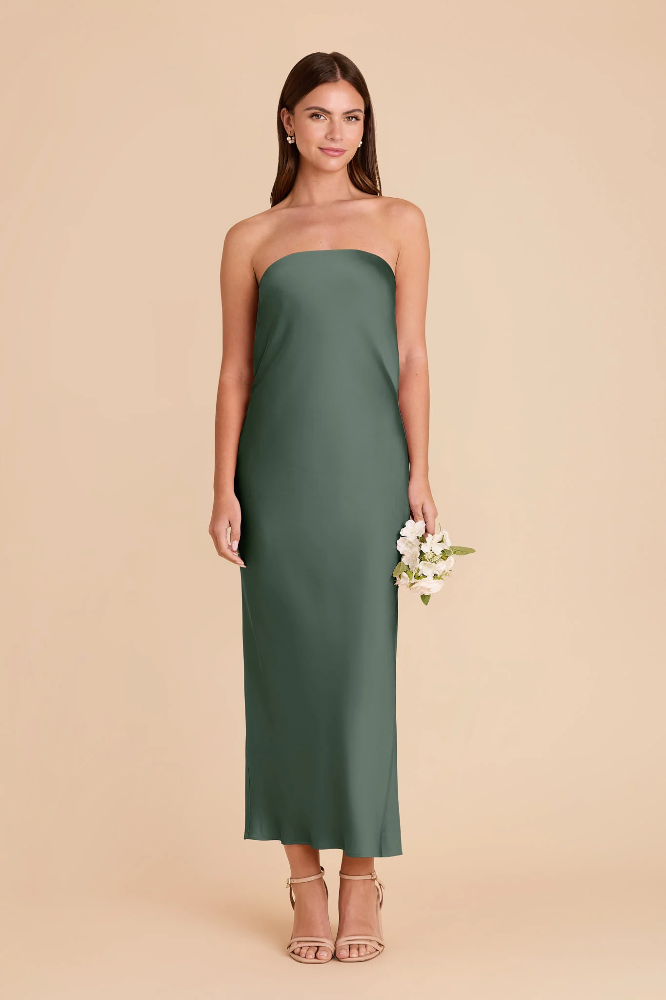 Isla Matte Satin Dress - Eucalyptus - Image 3
