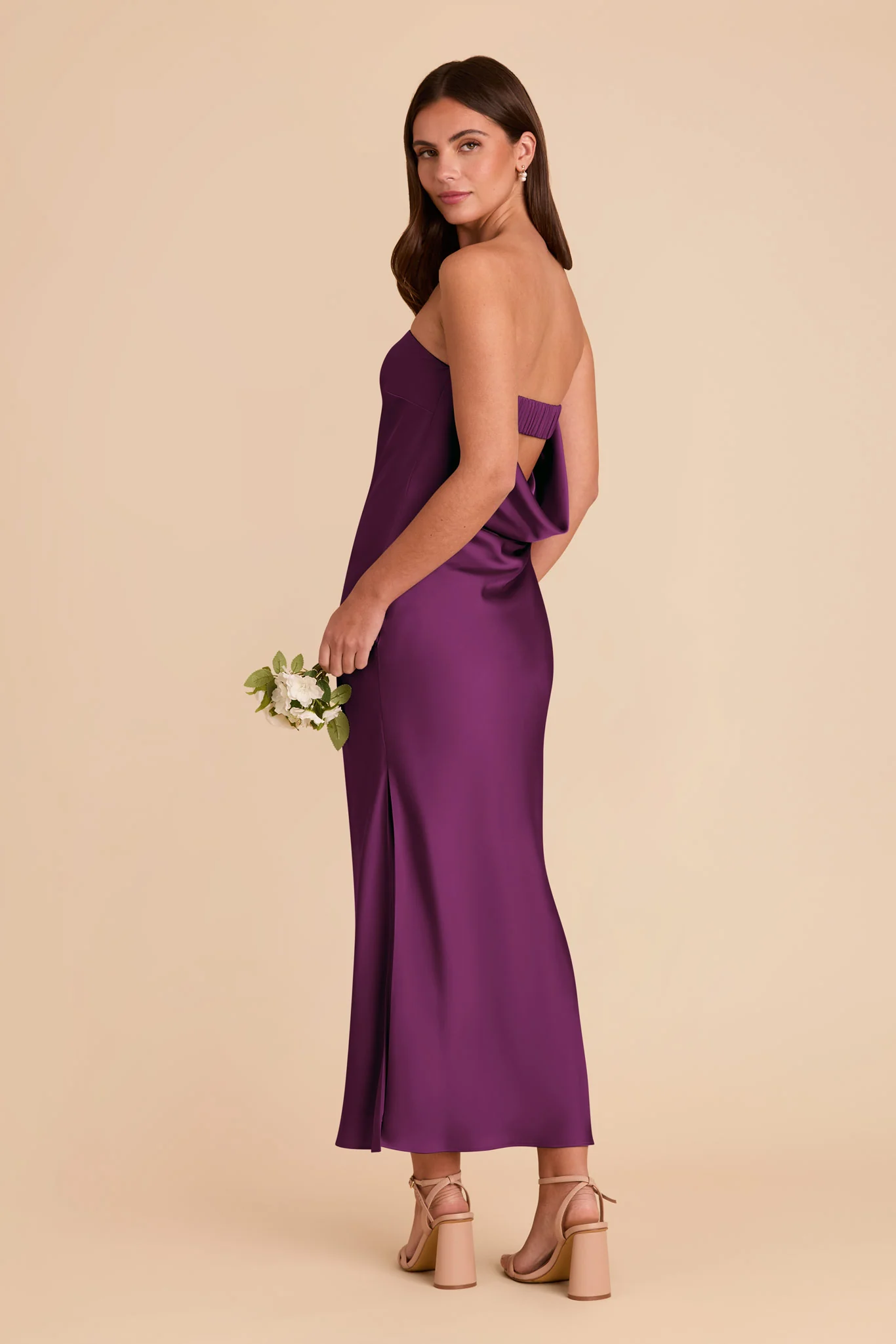Isla Matte Satin Dress - Fig