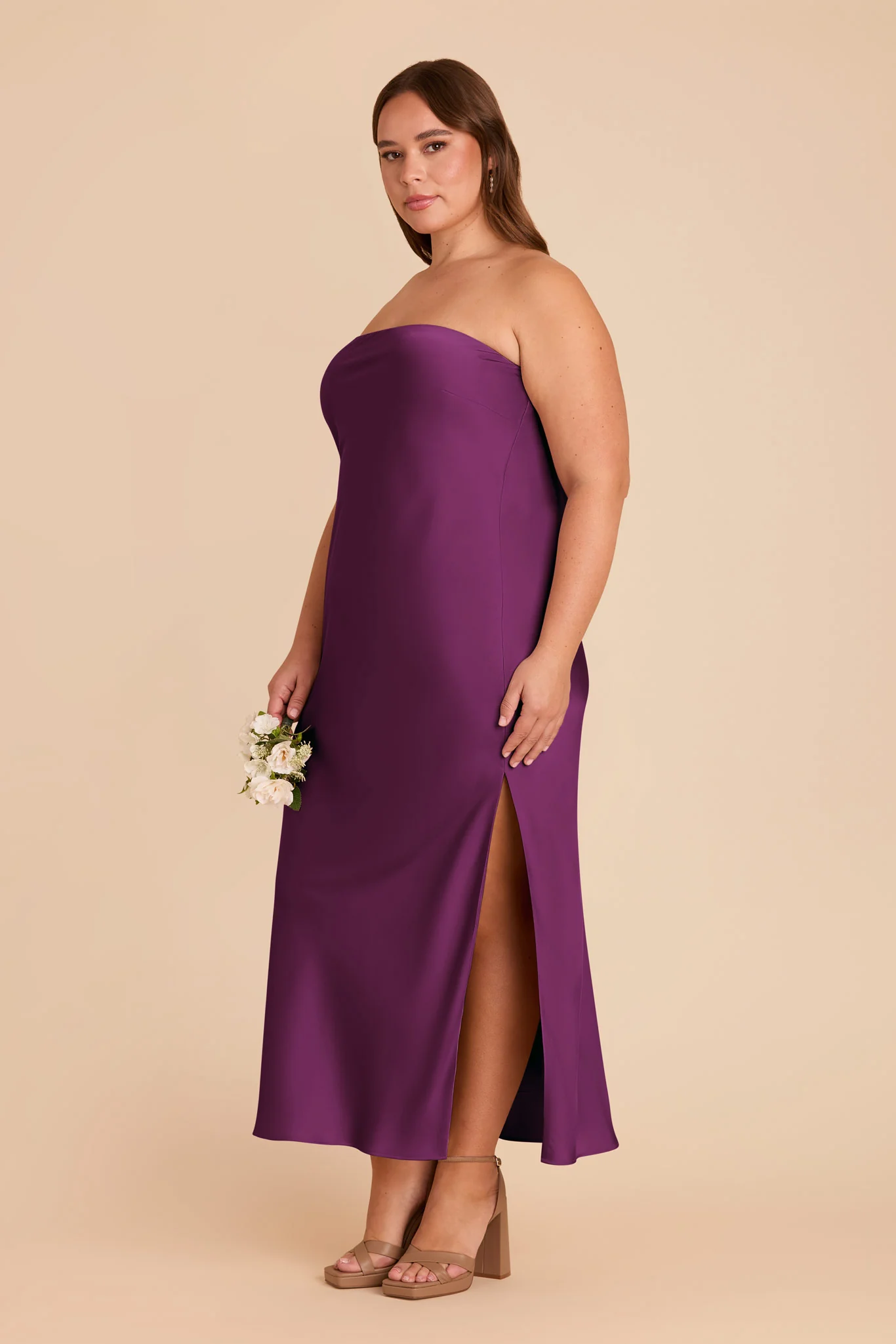 Isla Matte Satin Dress - Fig - Image 10