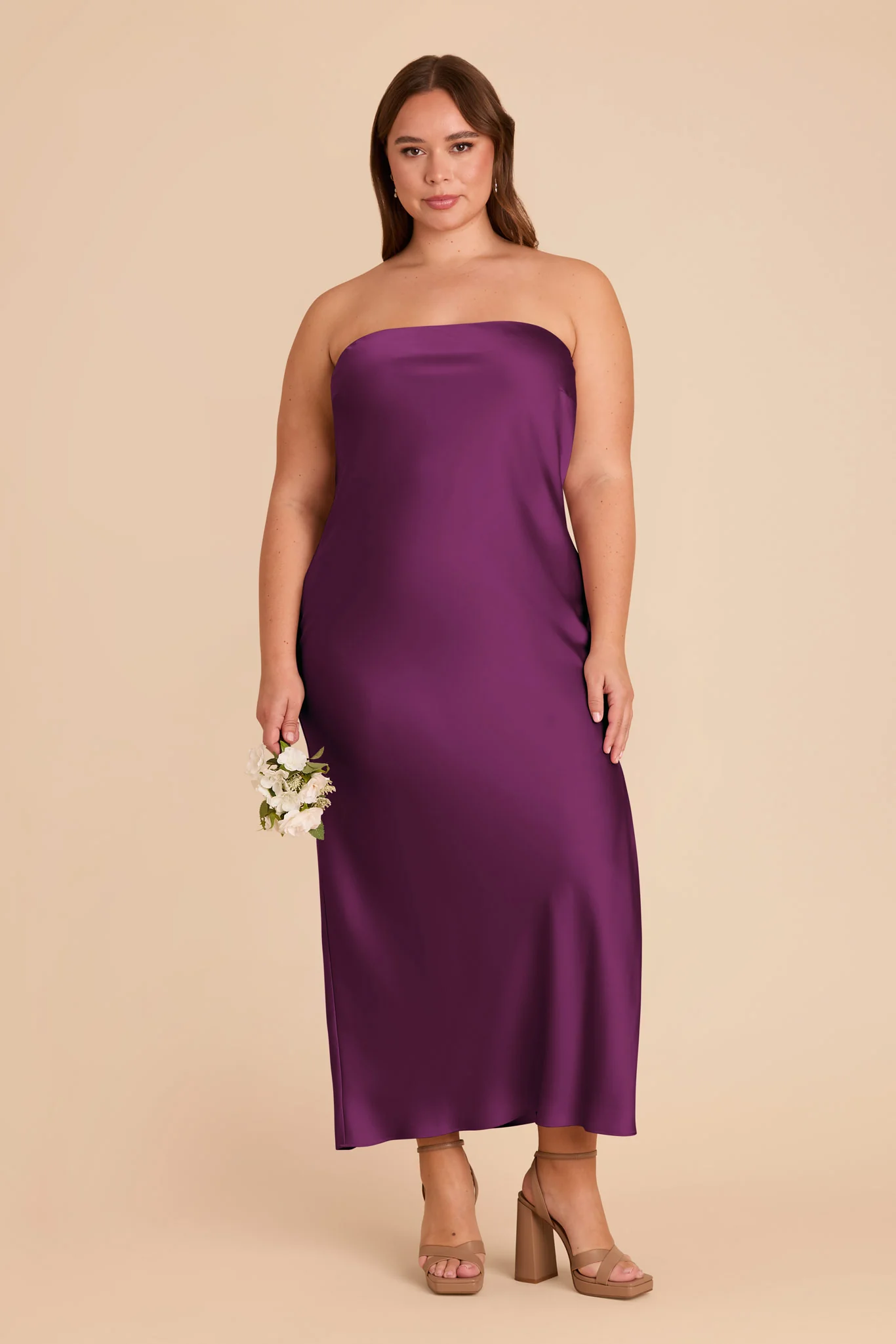 Isla Matte Satin Dress - Fig - Image 2