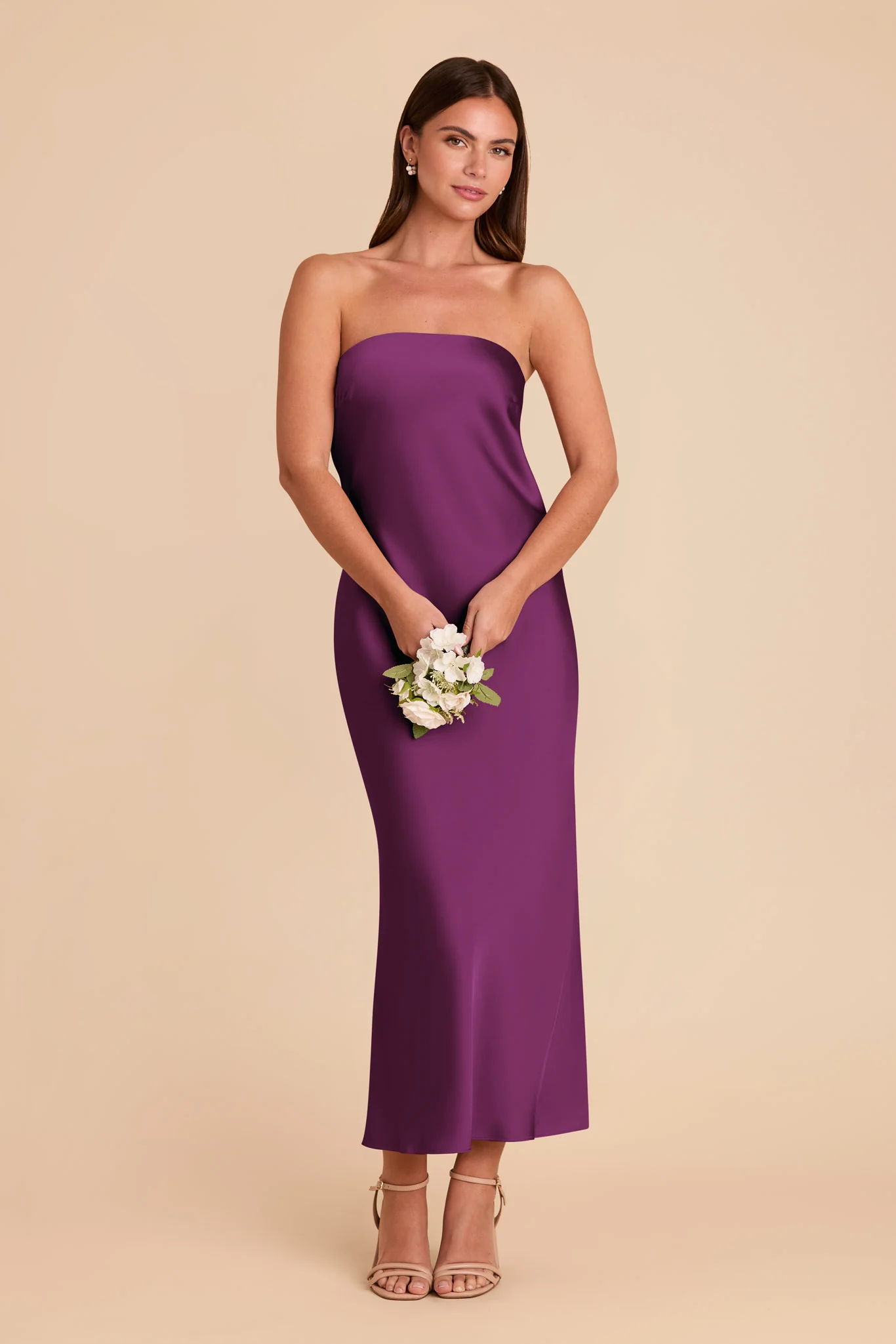 Isla Matte Satin Dress - Fig - Image 3