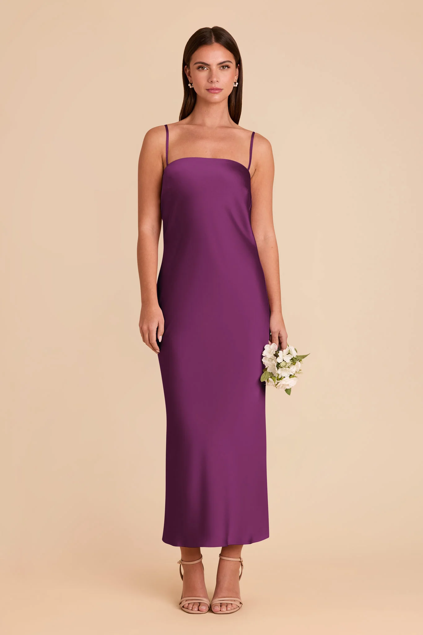 Isla Matte Satin Dress - Fig - Image 4