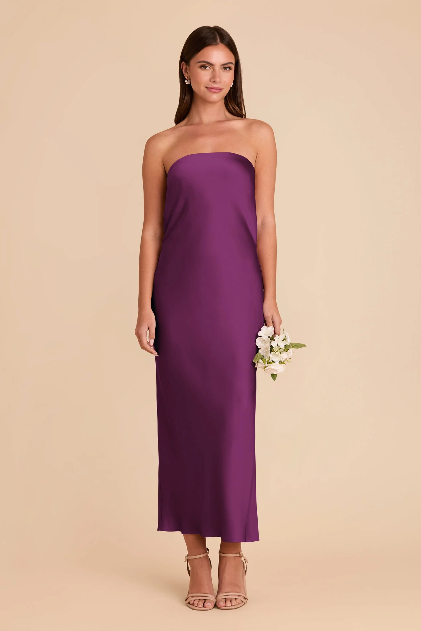 Isla Matte Satin Dress - Fig - Image 5