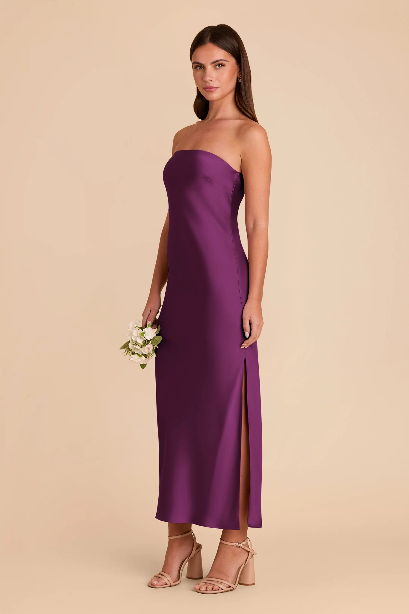 Isla Matte Satin Dress - Fig - Image 6
