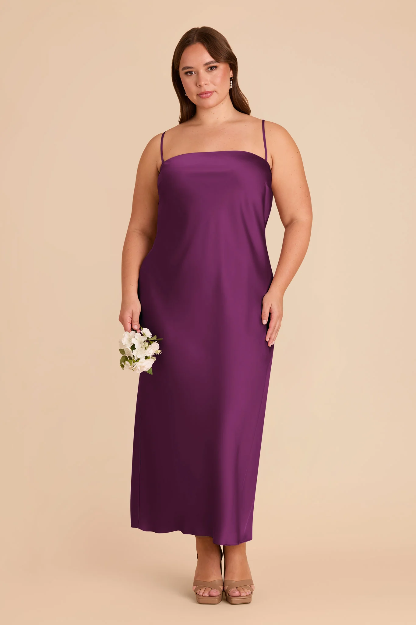 Isla Matte Satin Dress - Fig - Image 8