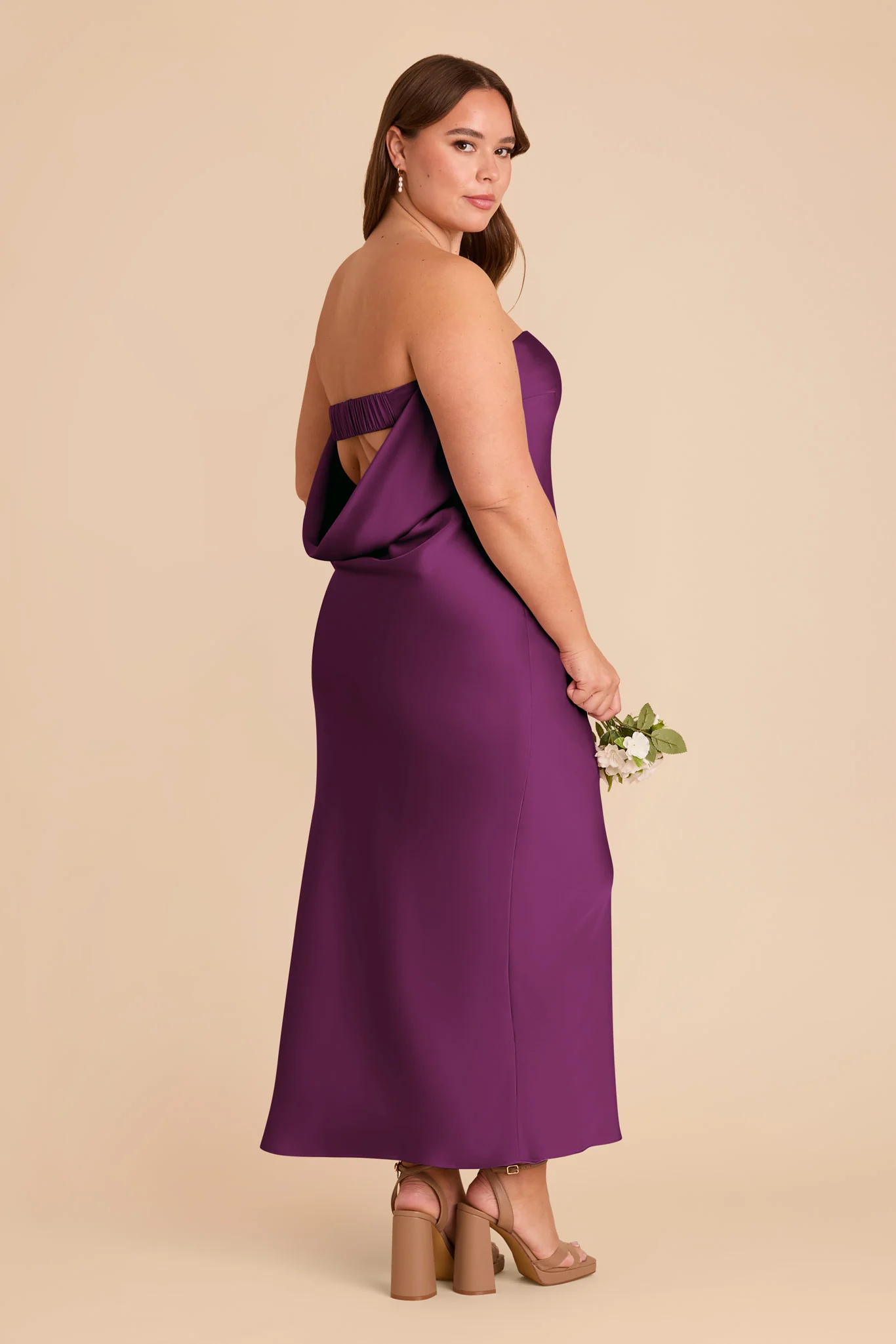 Isla Matte Satin Dress - Fig - Image 9