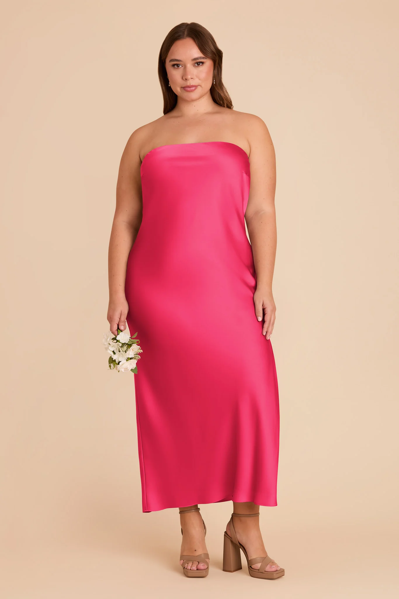 Isla Matte Satin Dress - Fuchsia - Image 2