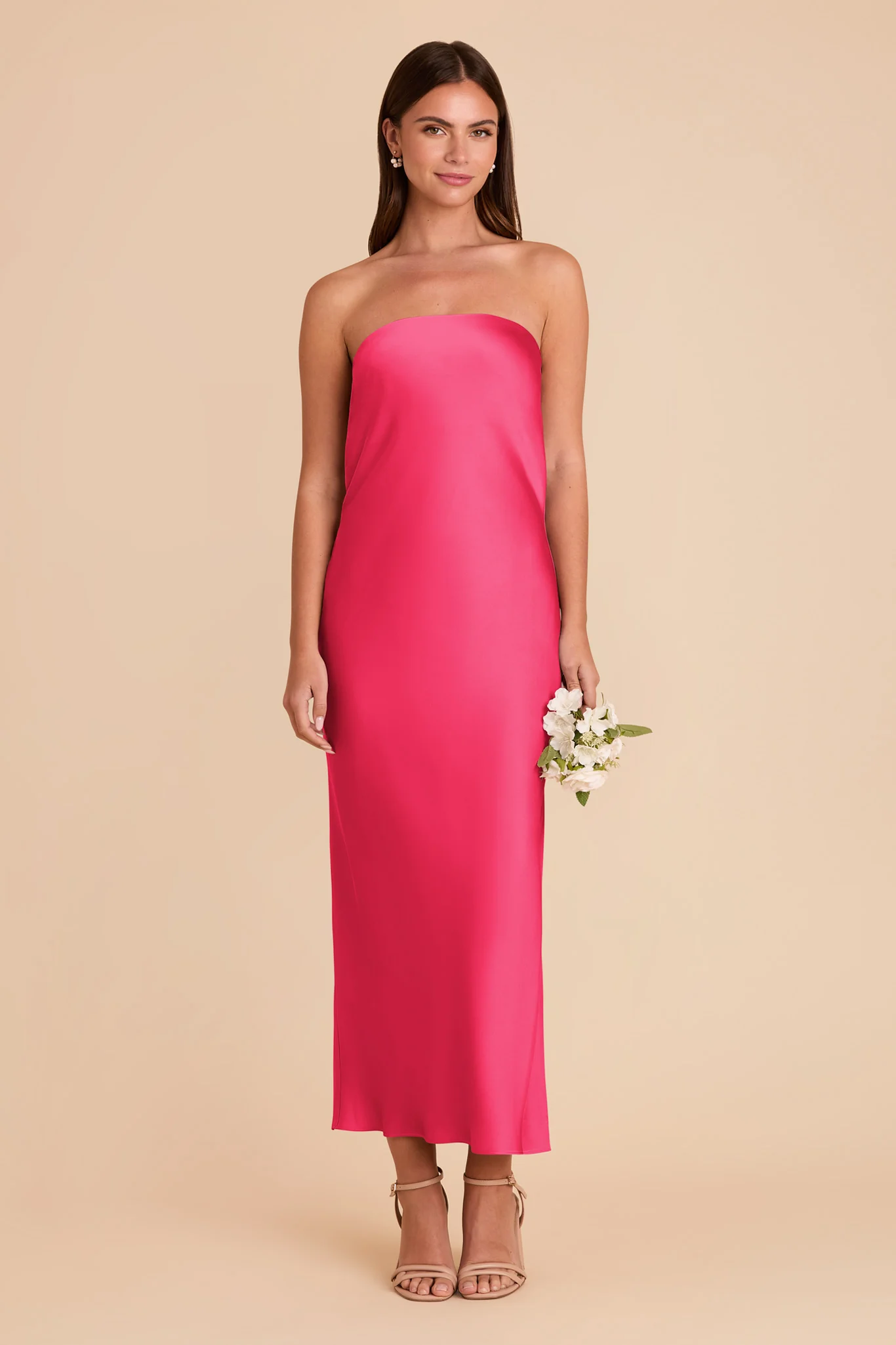 Isla Matte Satin Dress - Fuchsia - Image 3