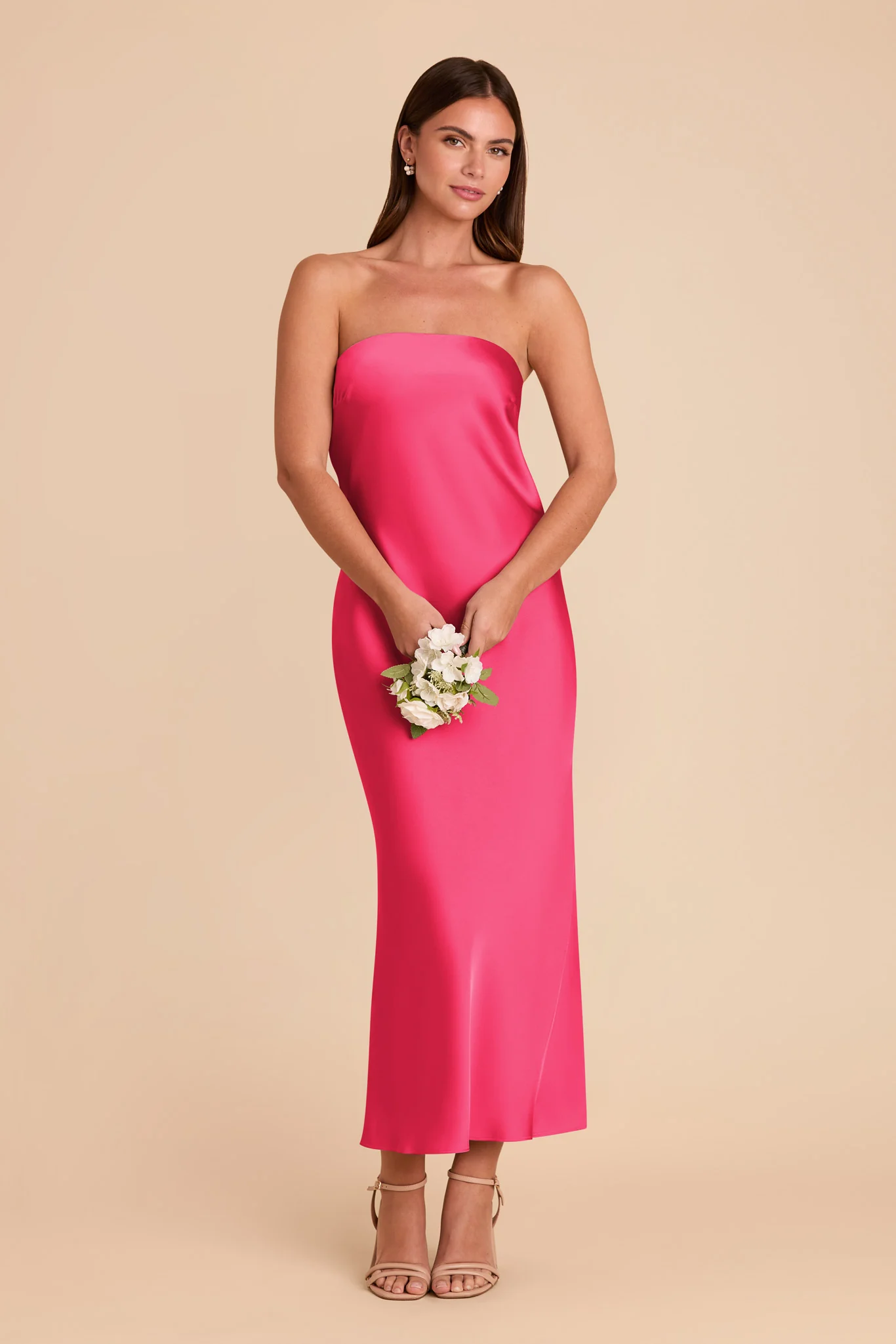 Isla Matte Satin Dress - Fuchsia - Image 4