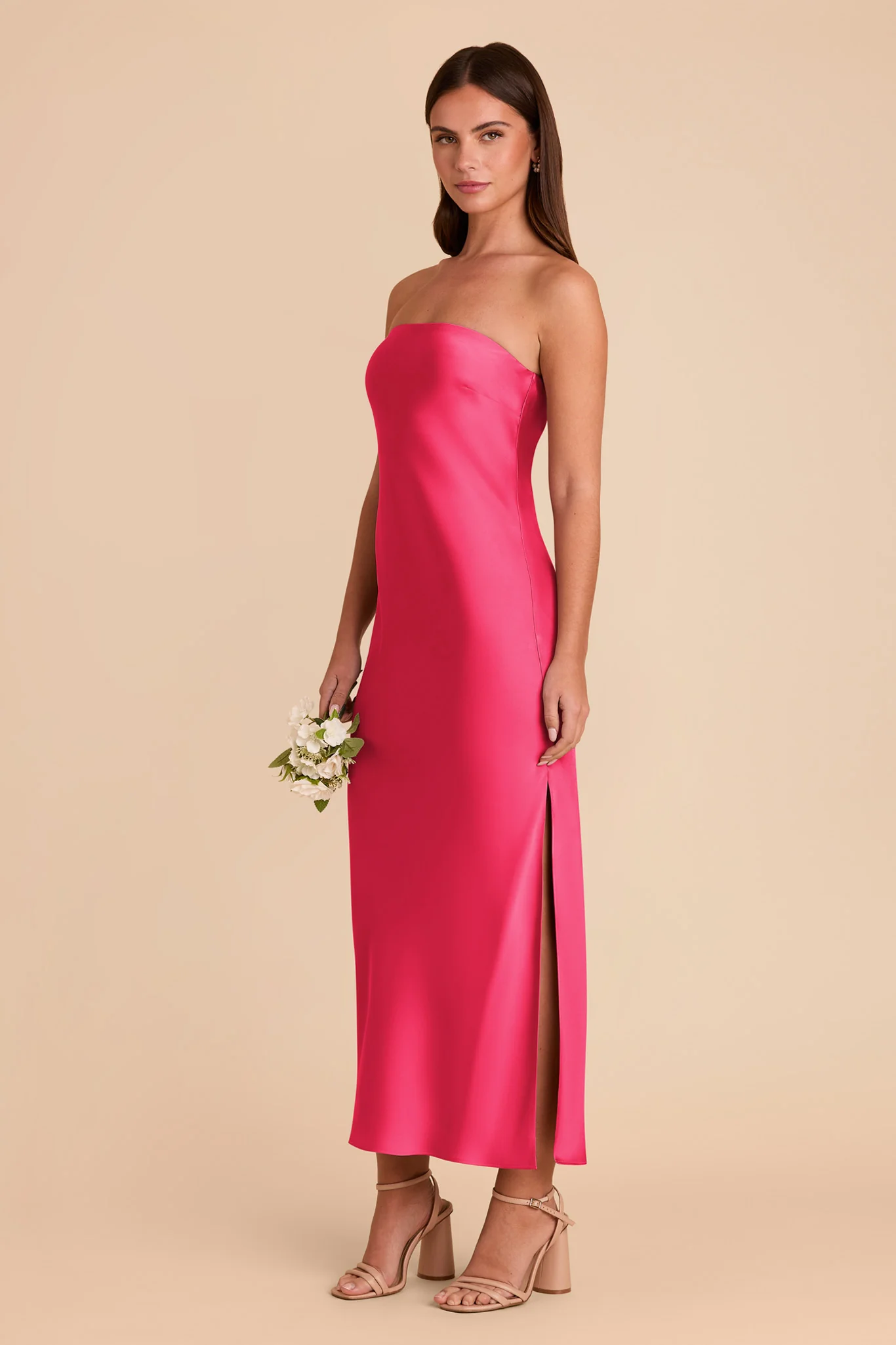 Isla Matte Satin Dress - Fuchsia - Image 5