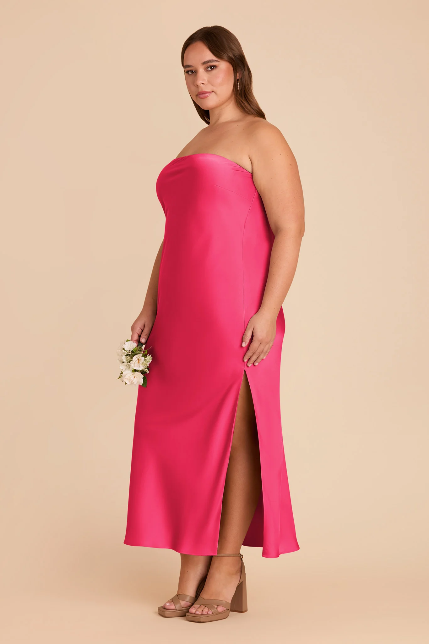 Isla Matte Satin Dress - Fuchsia - Image 9