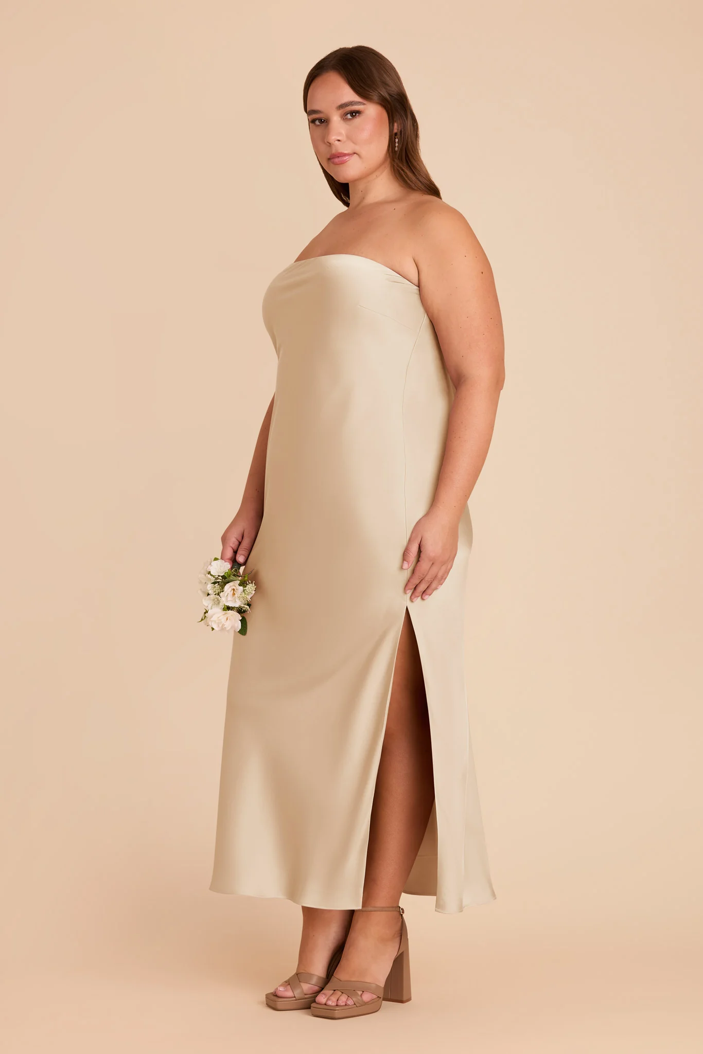 Isla Matte Satin Dress - Gold - Image 10