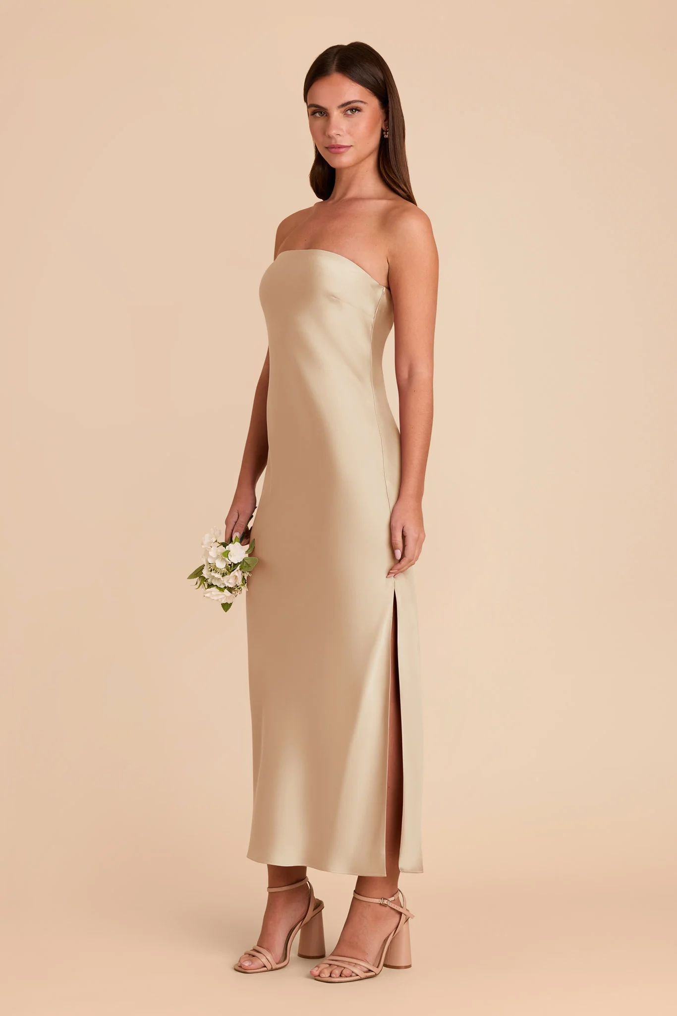 Isla Matte Satin Dress - Gold - Image 6