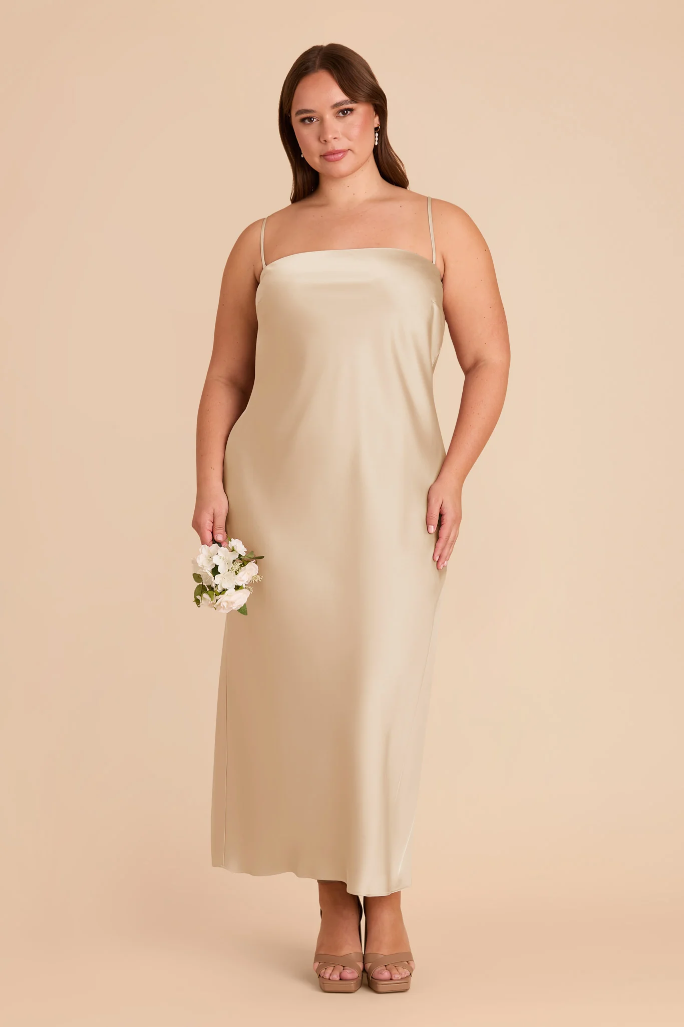 Isla Matte Satin Dress - Gold - Image 8